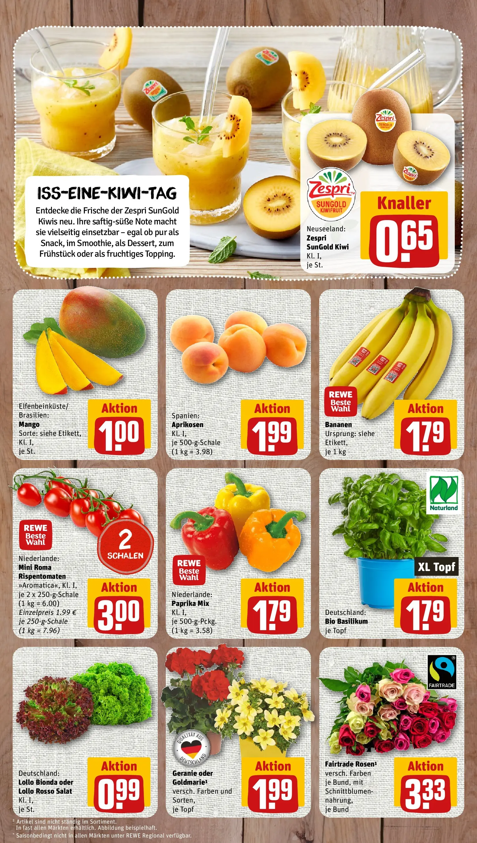 REWE Prospekt ab 17.05.2026 zum Blättern » Angebote | Seite: 4 | Produkte: Bananen, Paprika, Mango, Kiwi