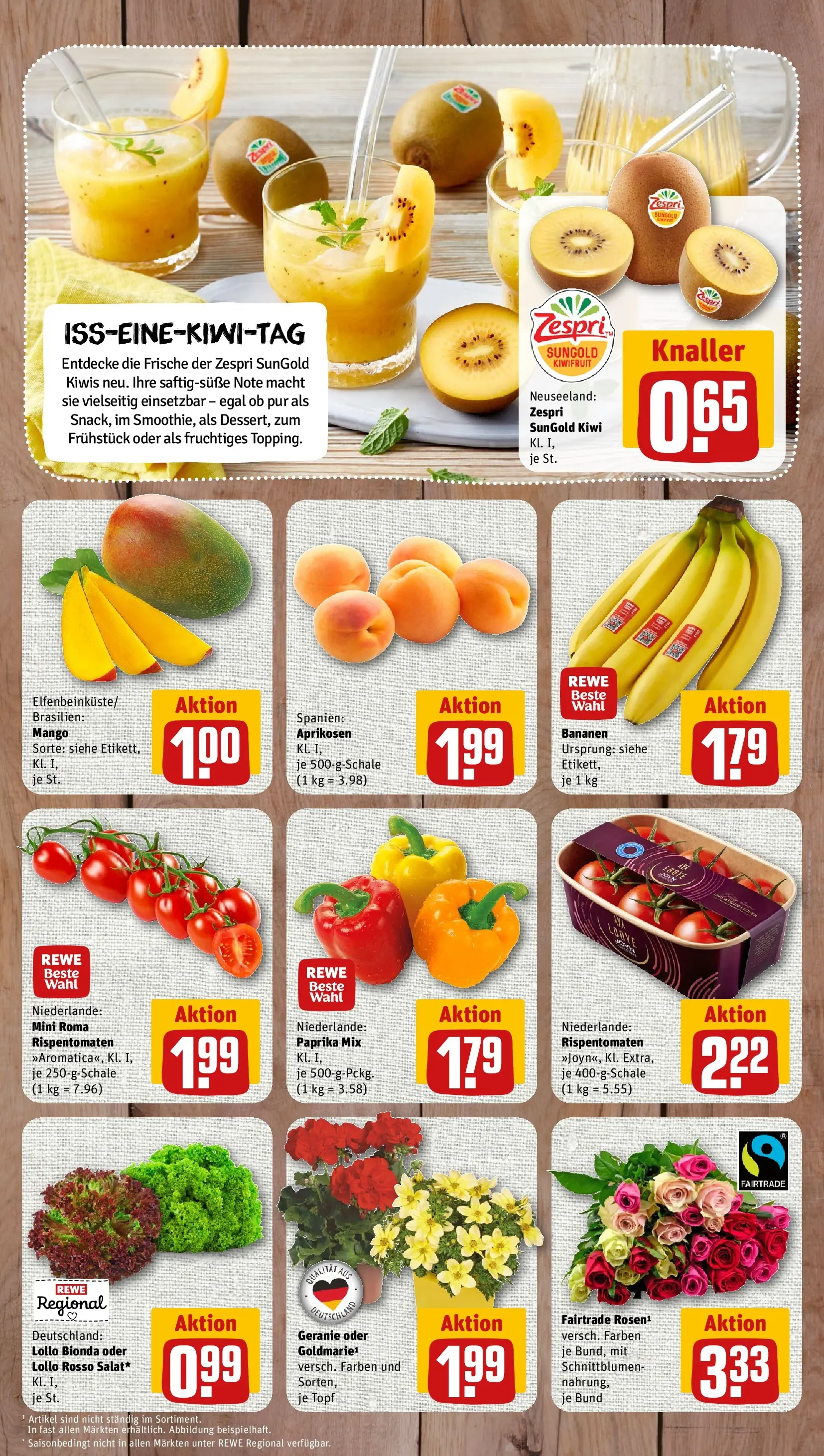 REWE Prospekt ab 17.05.2026 zum Blättern » Angebote | Seite: 4 | Produkte: Bananen, Paprika, Mango, Kiwi