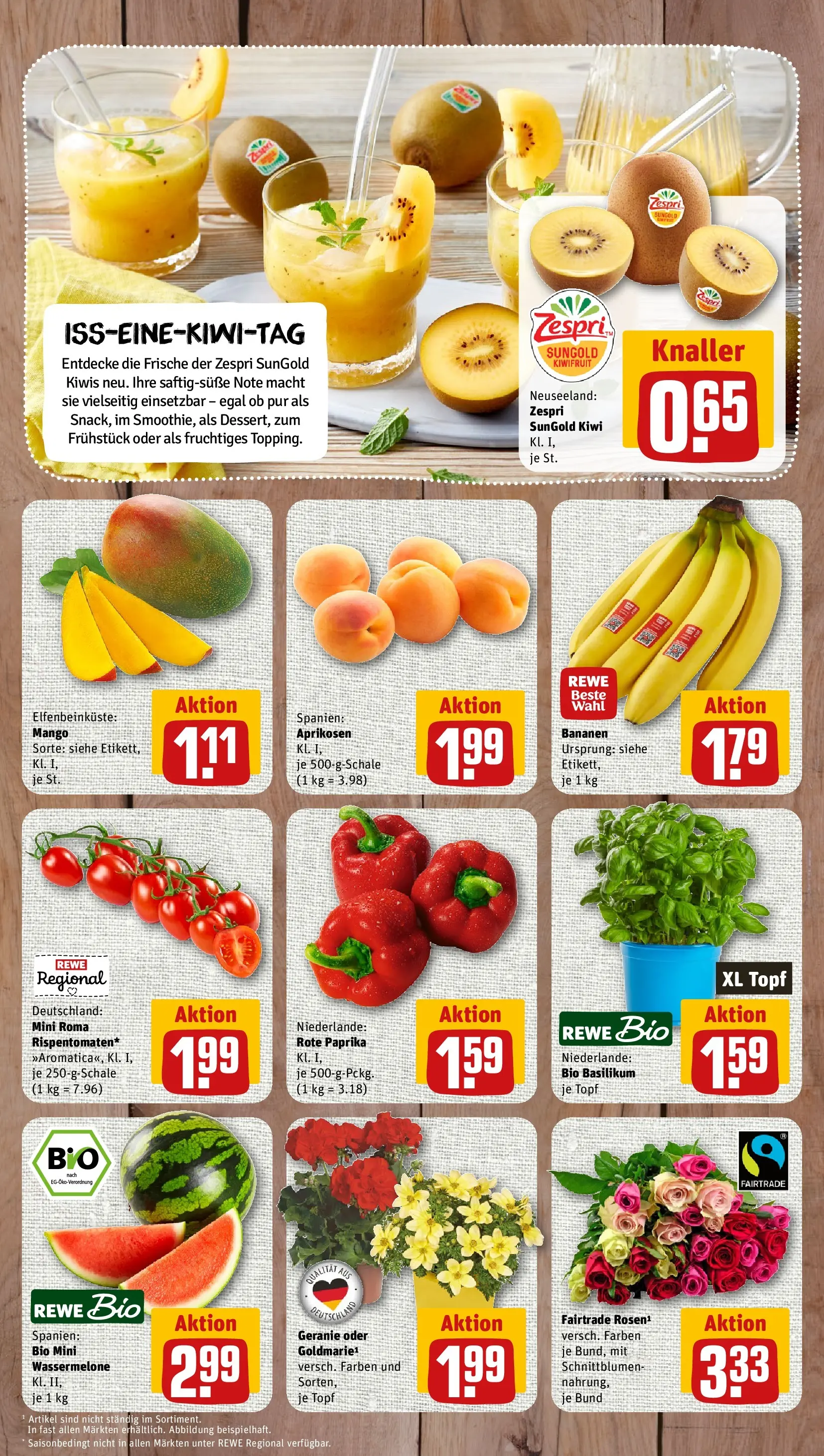 REWE Prospekt ab 17.05.2026 zum Blättern » Angebote | Seite: 4 | Produkte: Bananen, Mango, Wassermelone, Kiwi