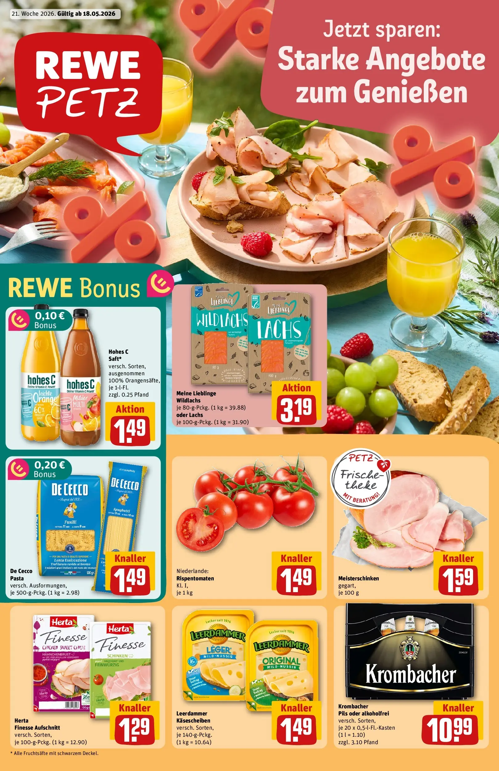 REWE Prospekt ab 17.05.2026 zum Blättern » Angebote | Seite: 1 | Produkte: Theke, Pils, Schinken, Hahnchenbrust