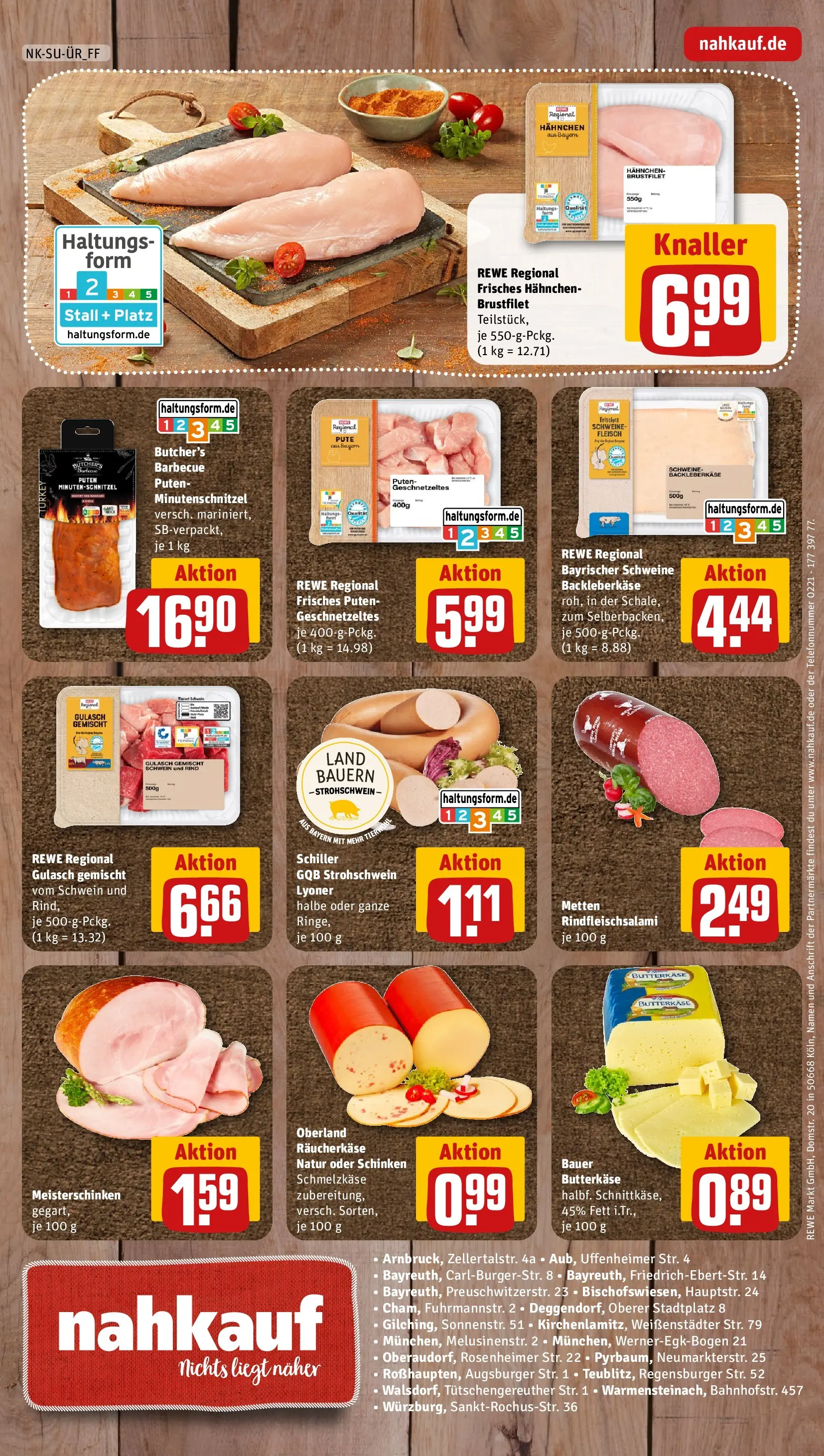 REWE Prospekt ab 17.05.2026 zum Blättern » Angebote | Seite: 12 | Produkte: Hahnchen, Gulasch, Salami, Schinken