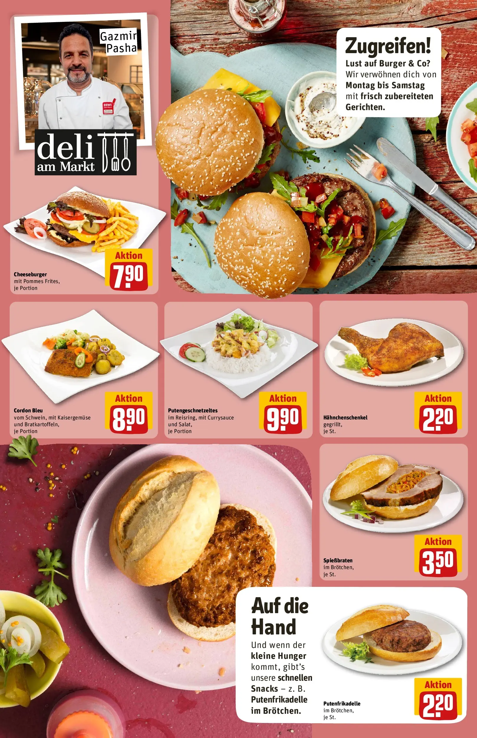 REWE Prospekt ab 17.05.2026 zum Blättern » Angebote | Seite: 17 | Produkte: Hahnchenschenkel, Pommes, Burger