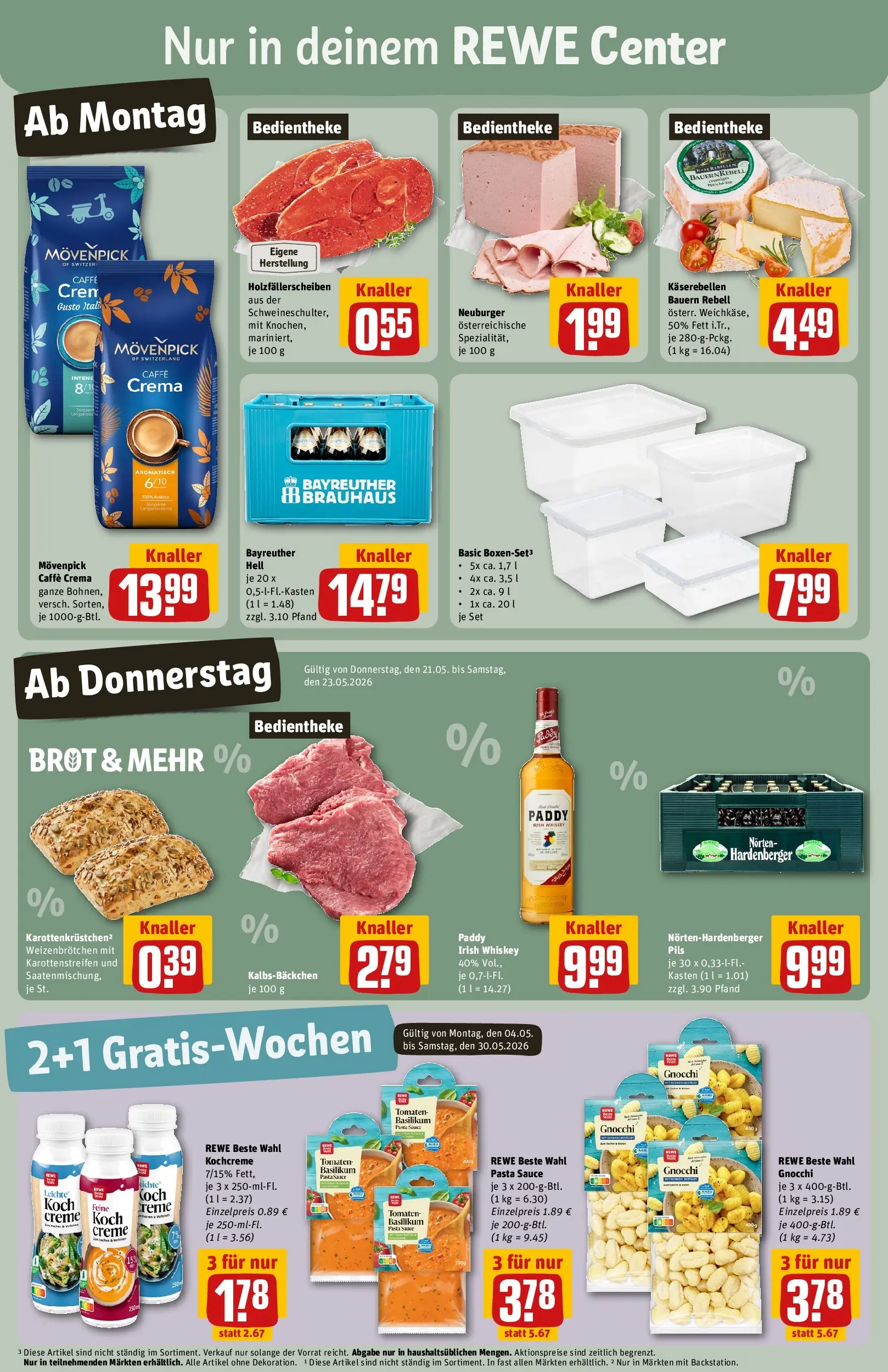 REWE Prospekt ab 17.05.2026 zum Blättern » Angebote | Seite: 3 | Produkte: Bayreuther hell, Pils, Tomaten, Pasta