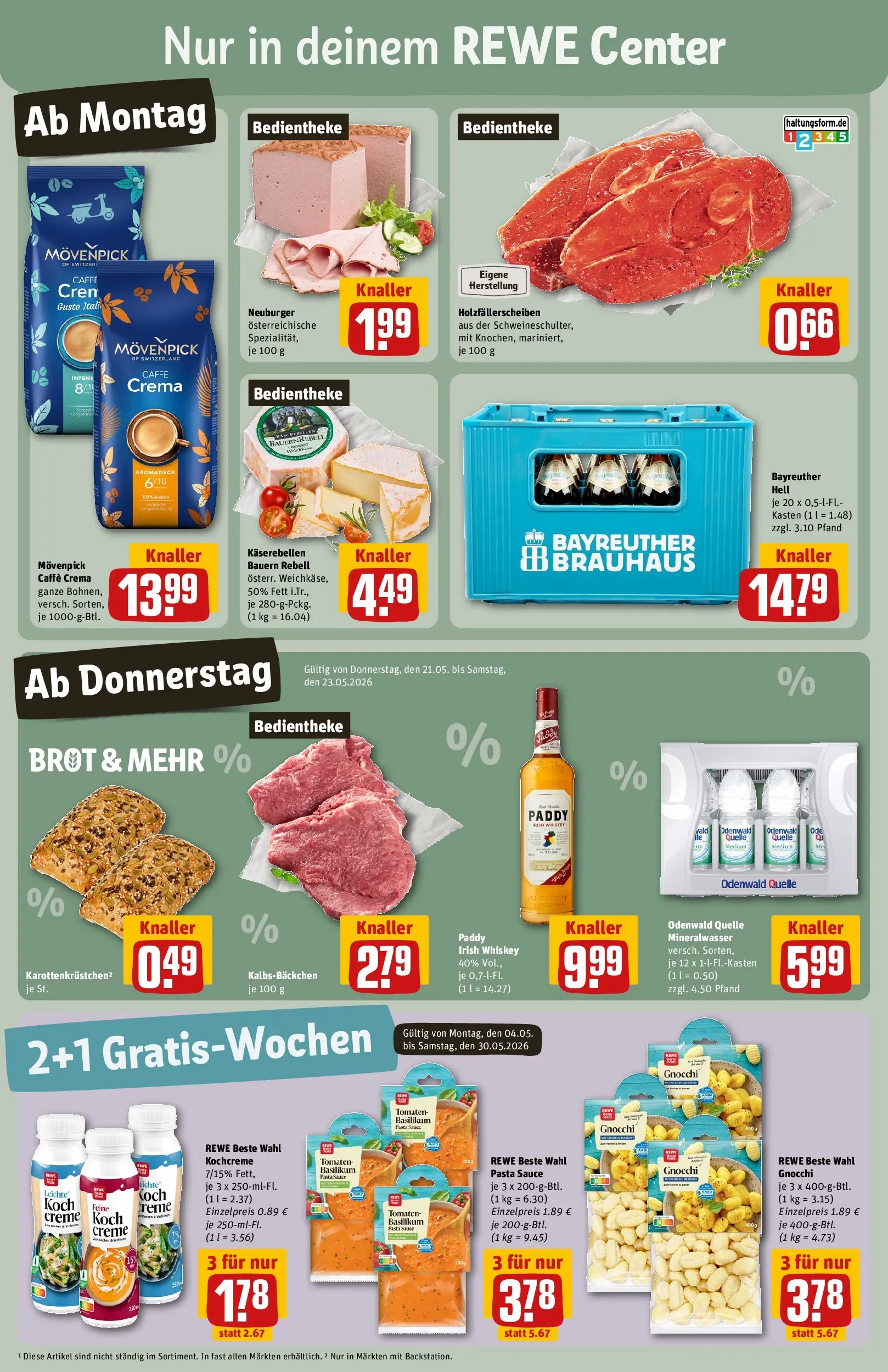 REWE Prospekt ab 17.05.2026 zum Blättern » Angebote | Seite: 3 | Produkte: Bayreuther hell, Käse, Creme, Whiskey