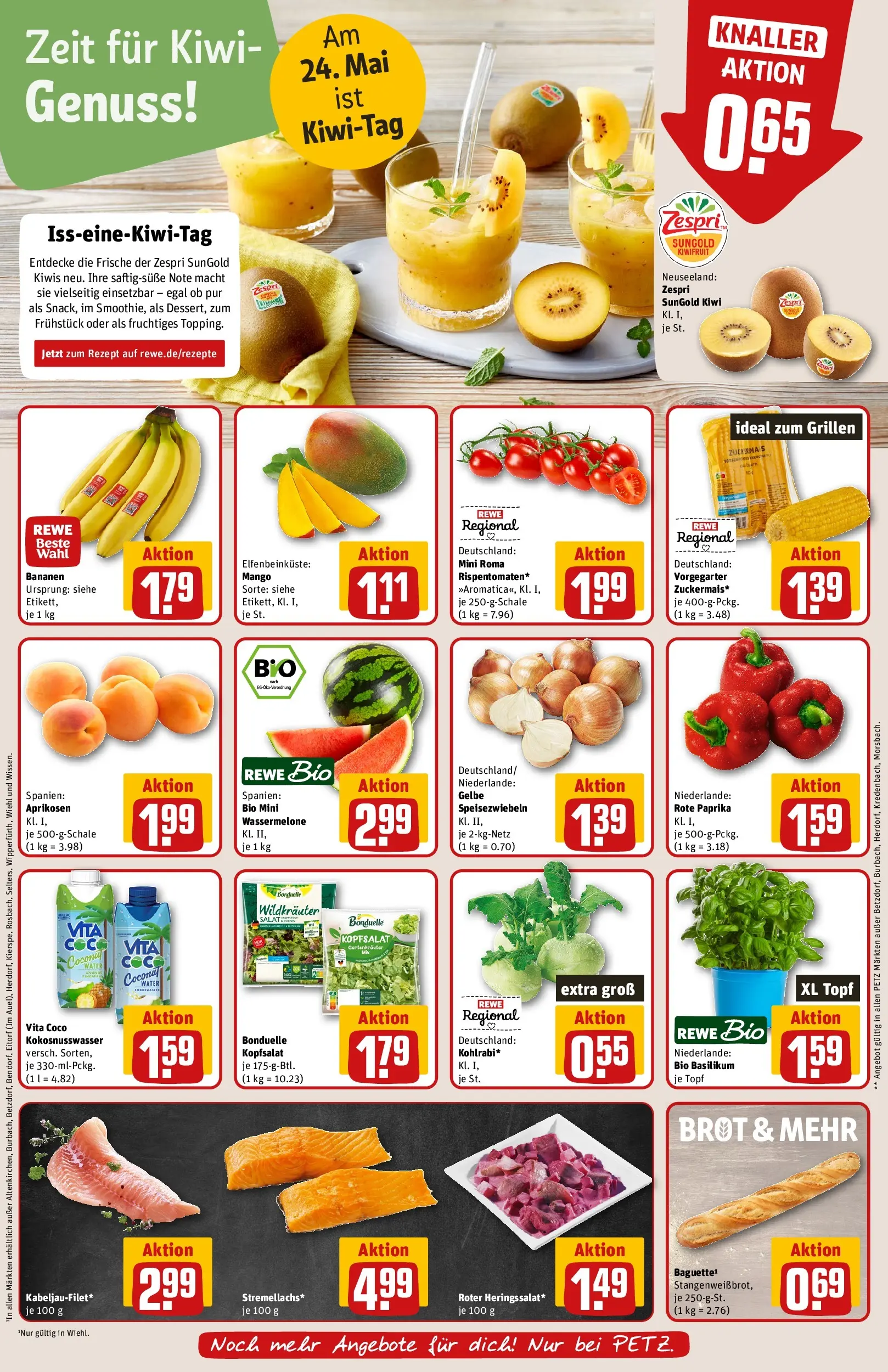 REWE Prospekt ab 17.05.2026 zum Blättern » Angebote | Seite: 12 | Produkte: Kohlrabi, Ananas, Wassermelone, Kiwi