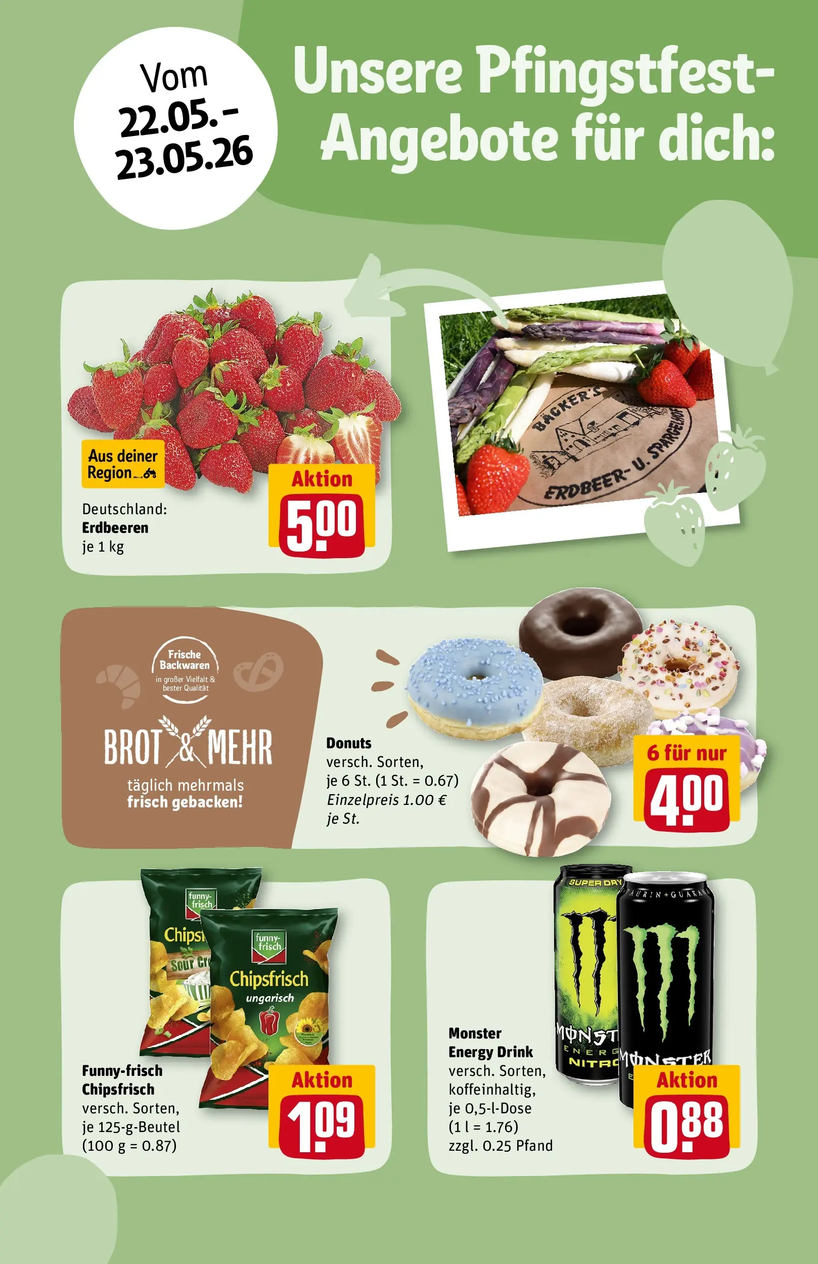 REWE Prospekt ab 17.05.2026 zum Blättern » Angebote | Seite: 3 | Produkte: Energy, Funny frisch, Monster, Erdbeeren
