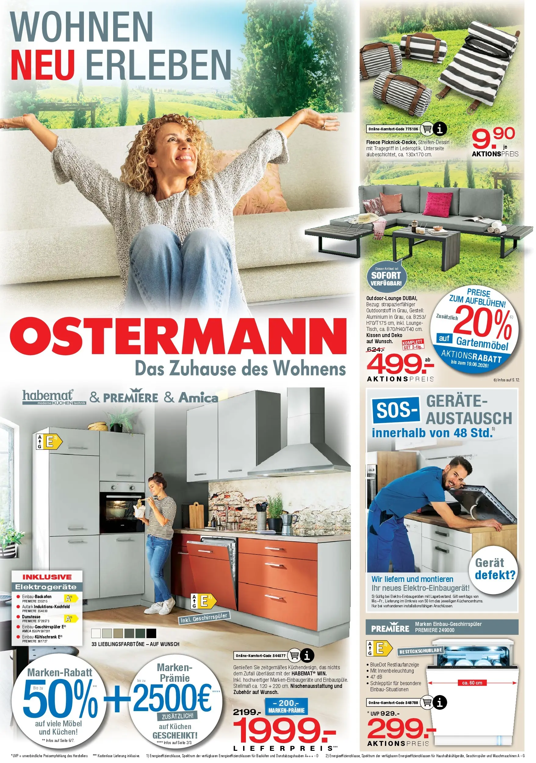 Ostermann Neue Möbel wirken Wunder (ab 23.05.2026) zum Blättern | Seite: 1 | Produkte: Ofen, Gartenmöbel, Backofen, Kuchen