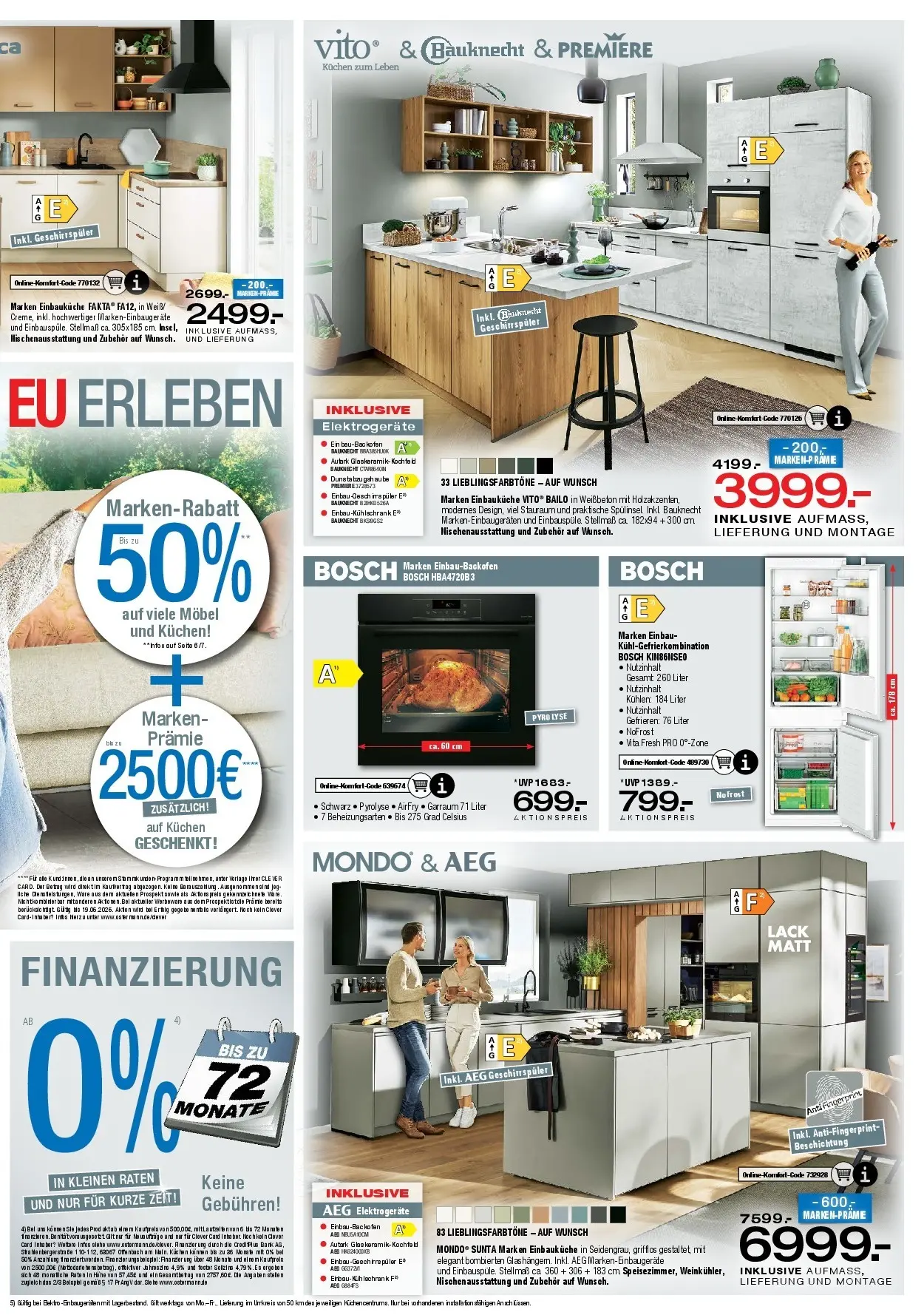 Ostermann Neue Möbel wirken Wunder (ab 23.05.2026) zum Blättern | Seite: 3 | Produkte: Bosch, AEG, Kühlgefrierkombination, Kuchen