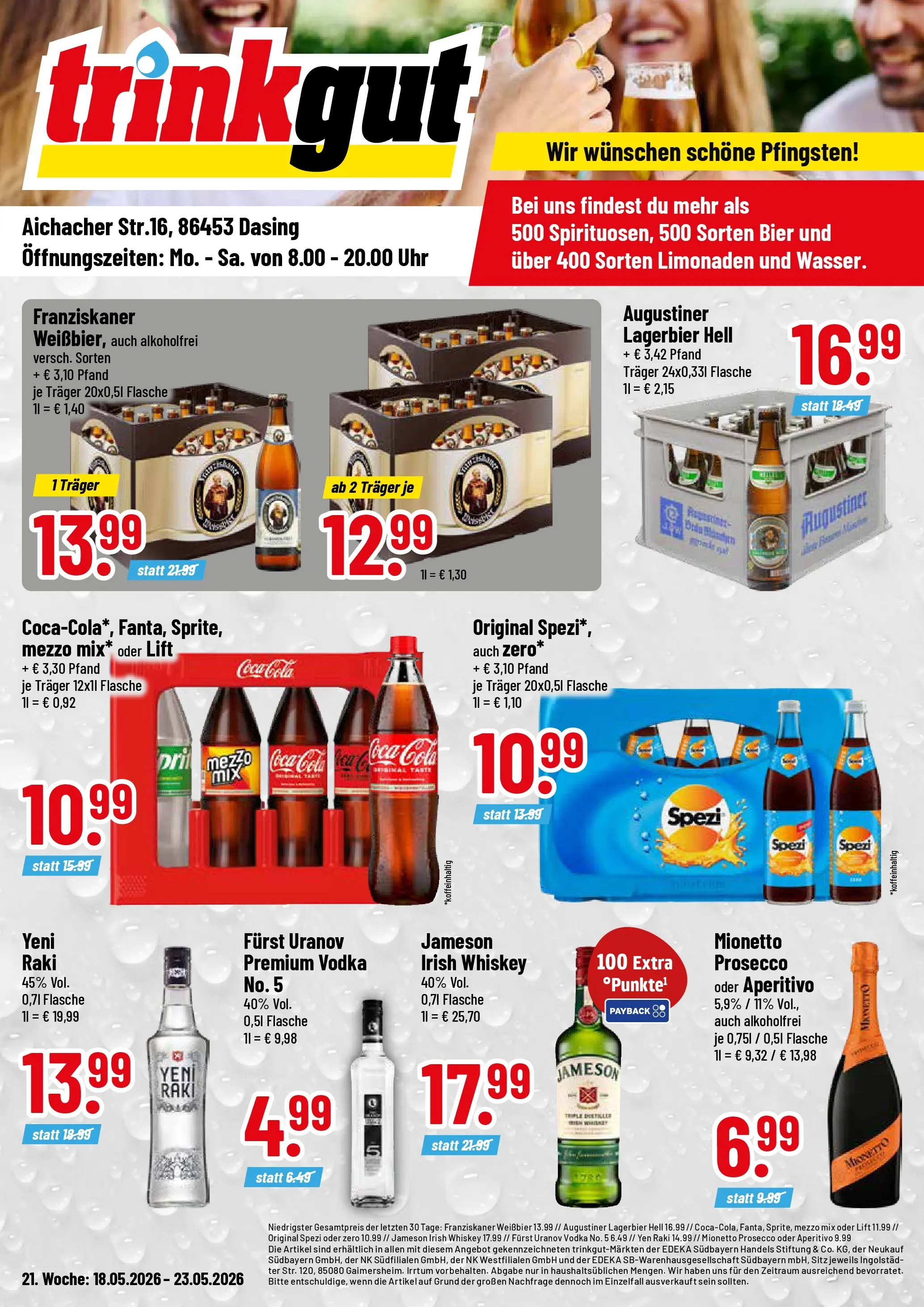 Trinkgut Prospekt Dasing	 (ab 17.05.2026) » Angebote online | Seite: 1 | Produkte: Coca cola, Cola, Prosecco, Whiskey