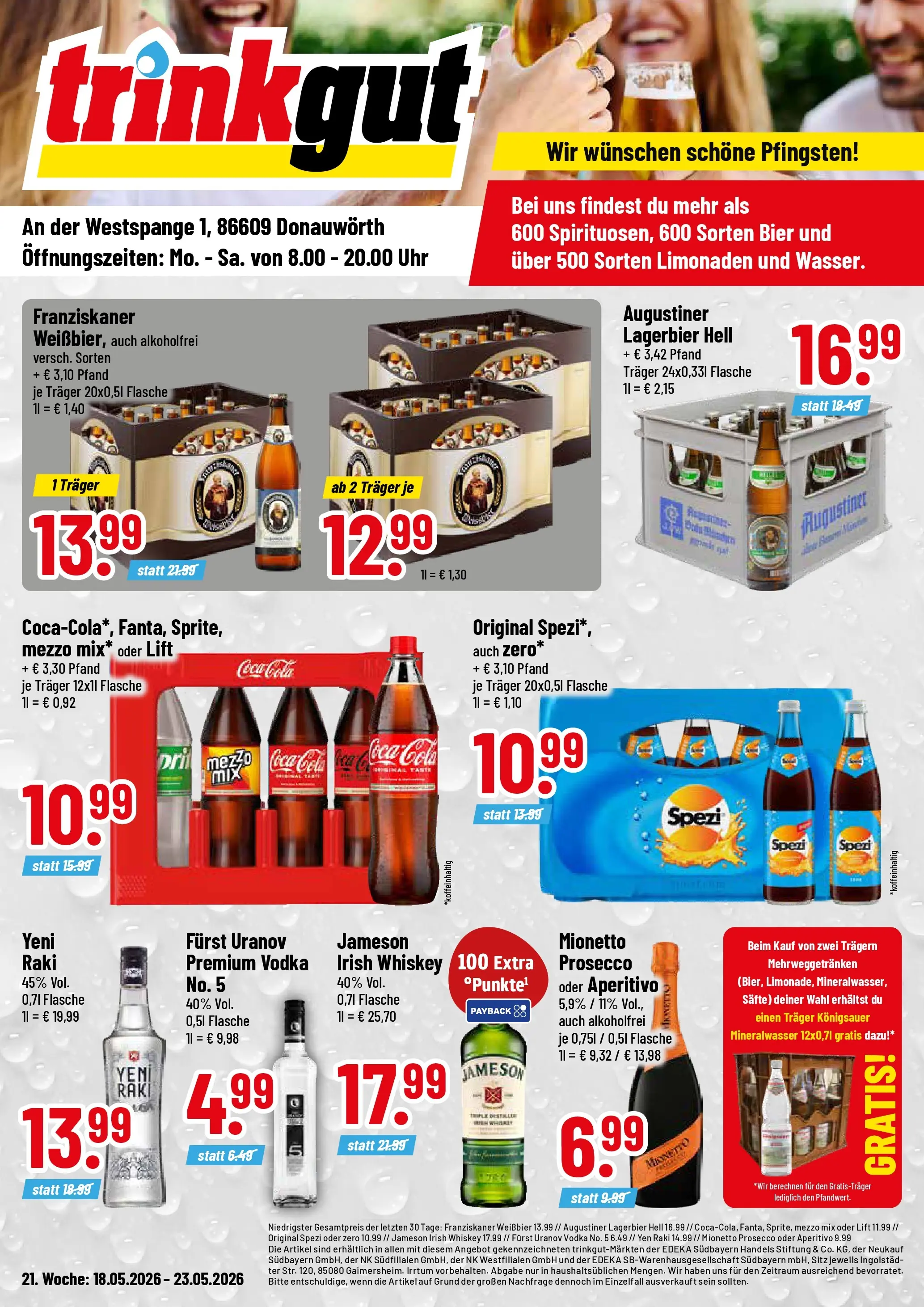 Trinkgut Prospekt Donauwörth	 (ab 17.05.2026) » Angebote online | Seite: 1 | Produkte: Weißbier, Jameson, Prosecco, Uhr