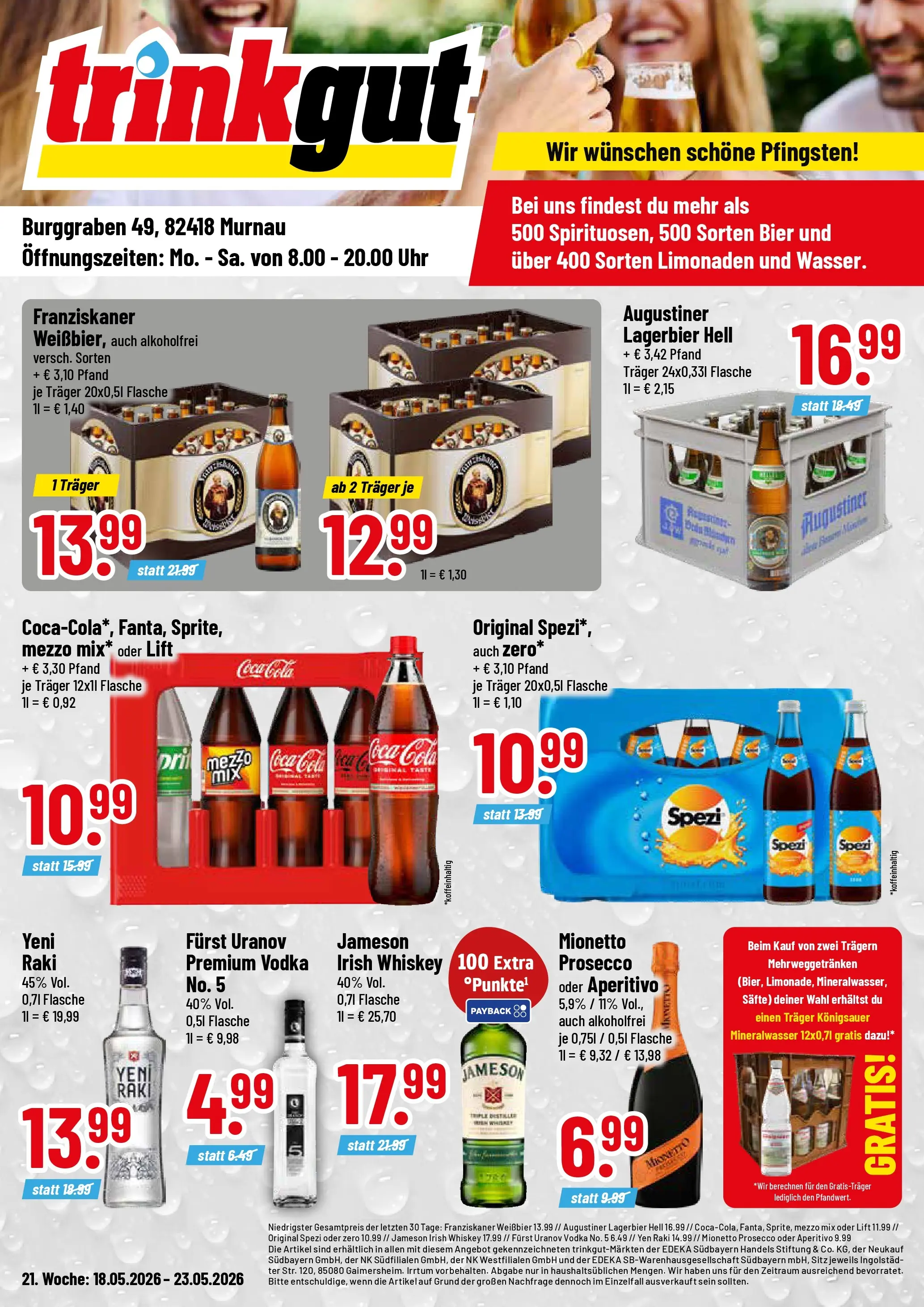 Trinkgut Prospekt Murnau	 (ab 17.05.2026) » Angebote online | Seite: 1 | Produkte: Cola, Jameson, Prosecco, Vodka