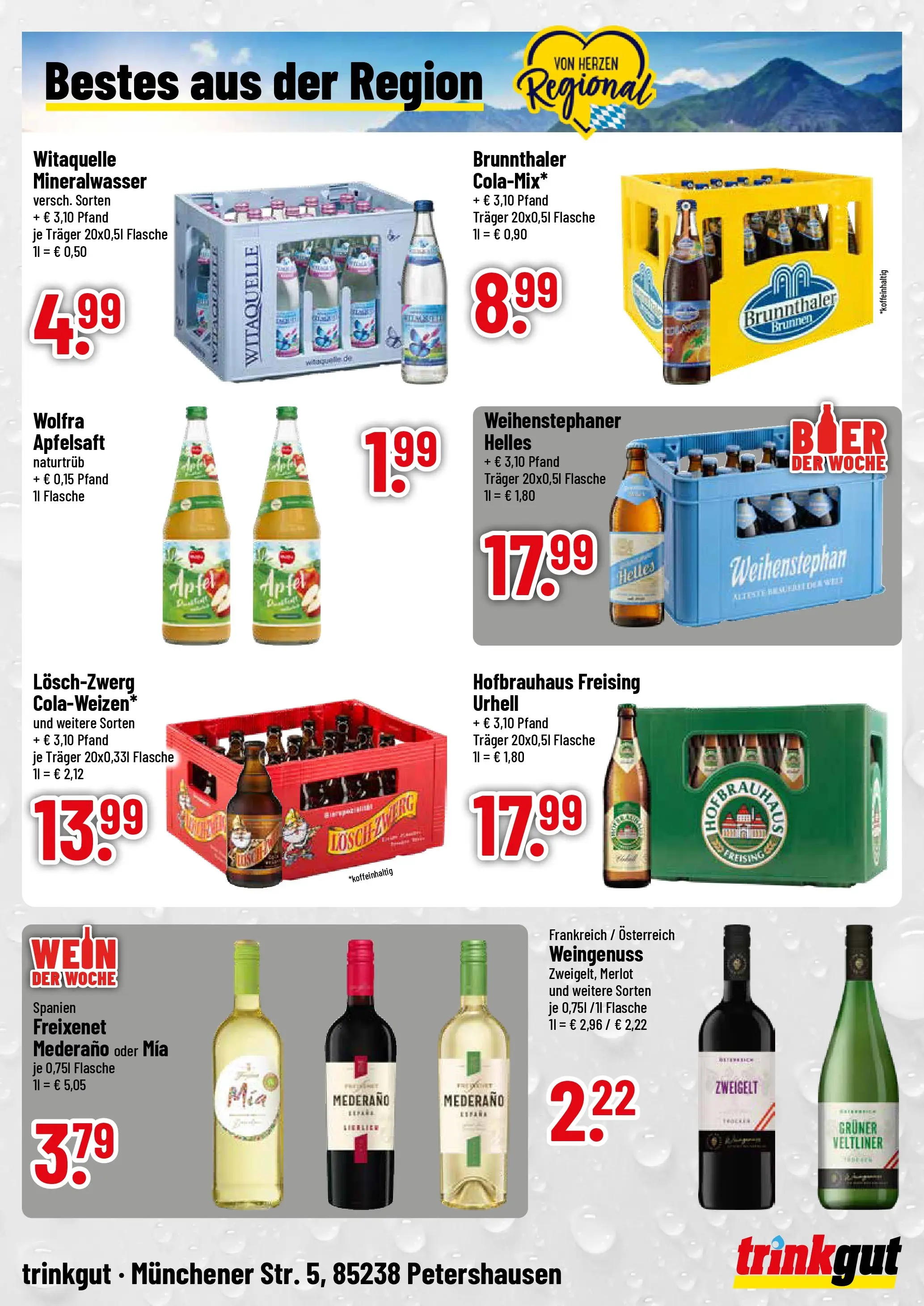 Trinkgut Prospekt Petershausen	 (ab 17.05.2026) » Angebote online | Seite: 4 | Produkte: Merlot, Apfelsaft, Mineralwasser, Wein