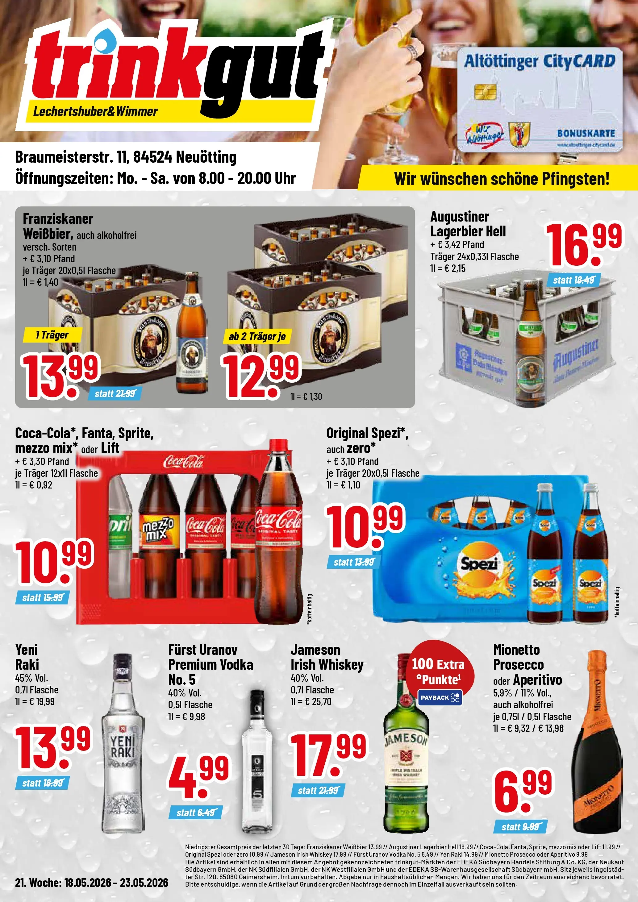 Trinkgut Prospekt Neuötting	 (ab 17.05.2026) » Angebote online | Seite: 1 | Produkte: Franziskaner, Weißbier, Prosecco, Whiskey