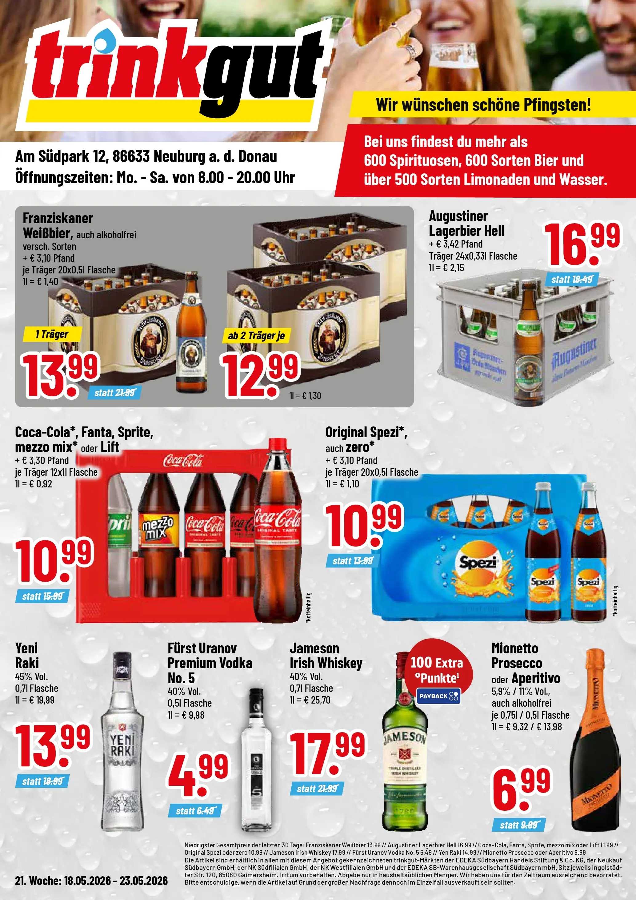 Trinkgut Prospekt Neuburg An Der Donau	 (ab 17.05.2026) » Angebote online | Seite: 1 | Produkte: Cola, Weißbier, Jameson, Whiskey