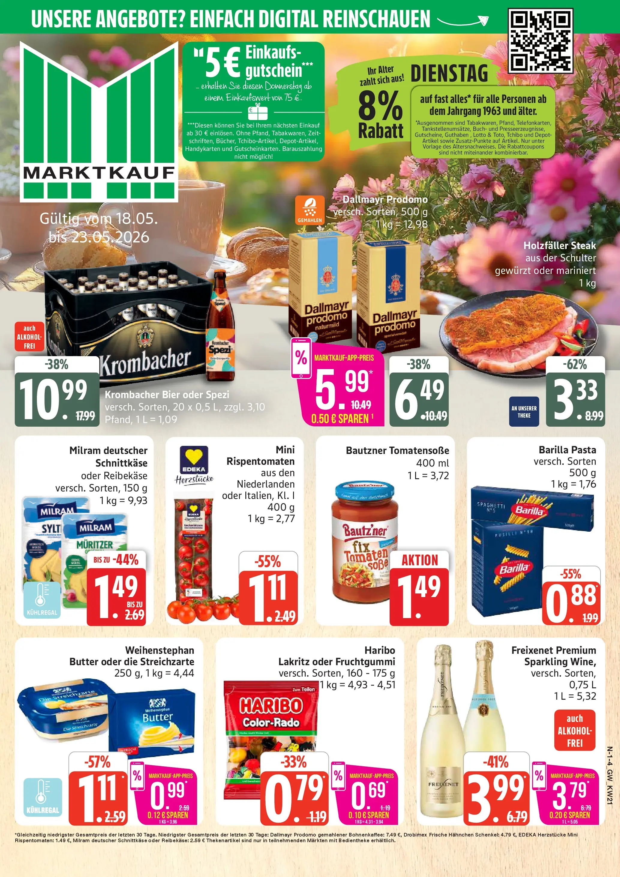 Marktkauf Prospekt Neuenkirchen (ab 17.05.2026) » Angebote online | Seite: 1 | Produkte: Butter, Tomaten, Milram, Pasta