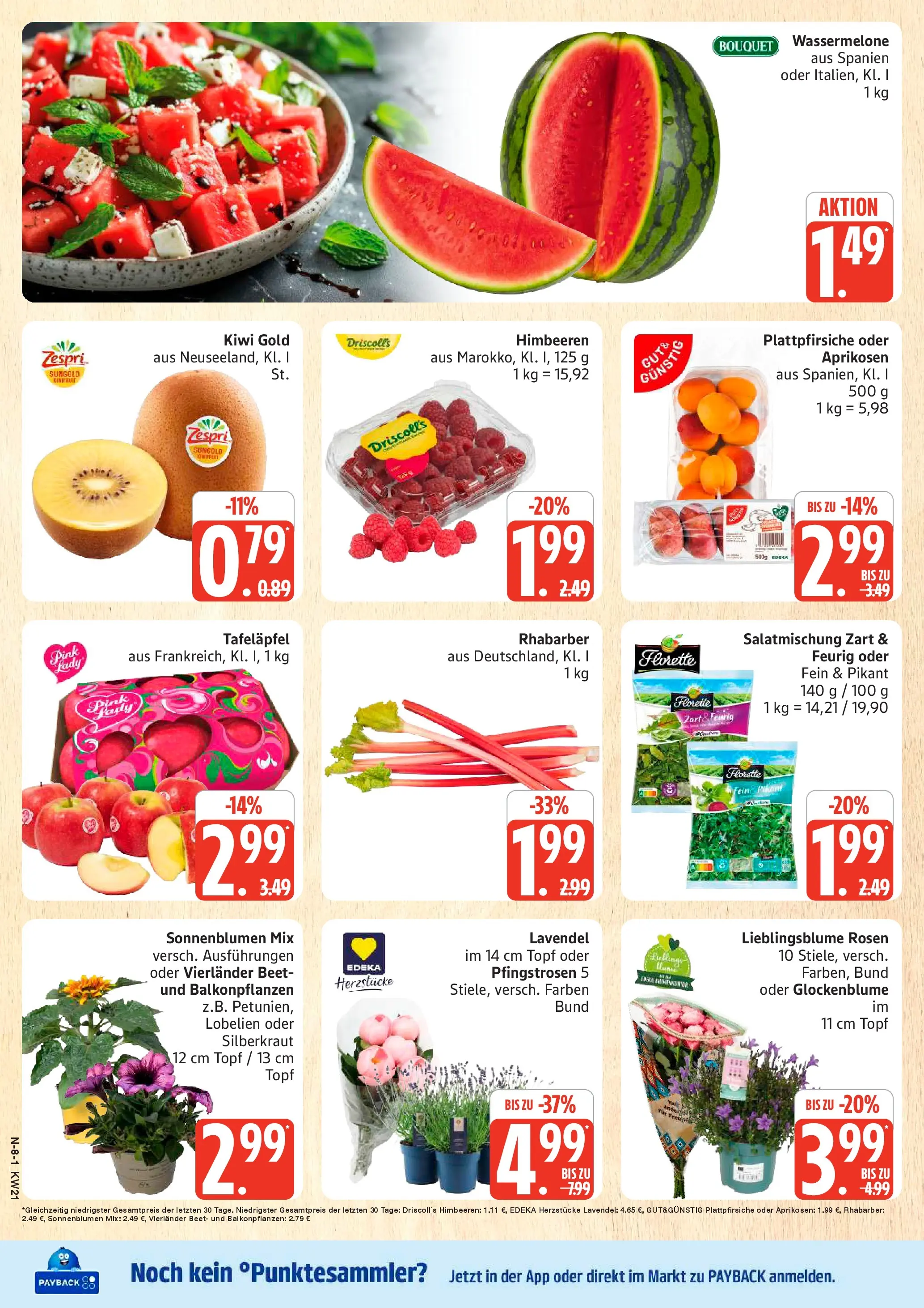 Edeka prospekt Schleswig	 (ab 17.05.2026) » Angebote Online | Seite: 8 | Produkte: Himbeeren, Wassermelone, Lavendel, Kiwi
