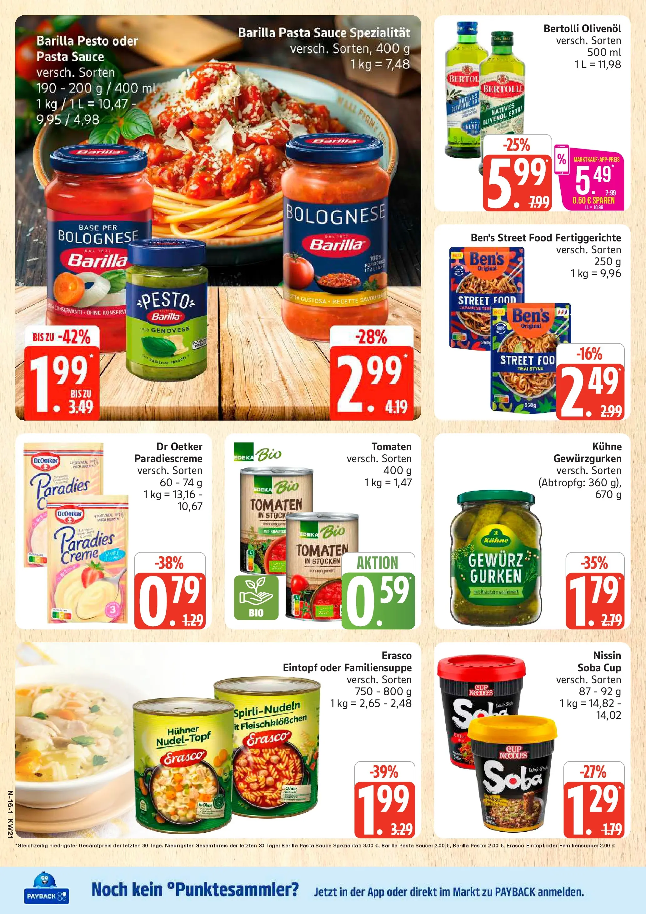 Marktkauf Prospekt Neuenkirchen (ab 17.05.2026) » Angebote online | Seite: 16 | Produkte: Barilla pesto, Bertolli olivenol, Fertiggerichte, Gurken