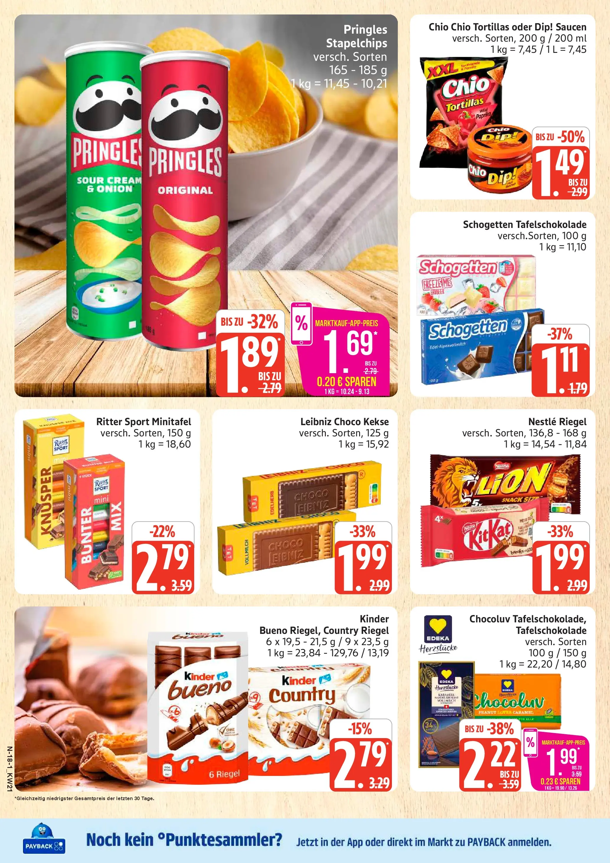 Marktkauf Prospekt Neuenkirchen (ab 17.05.2026) » Angebote online | Seite: 18 | Produkte: Ritter sport, Kinder bueno, Paprika, Pringles