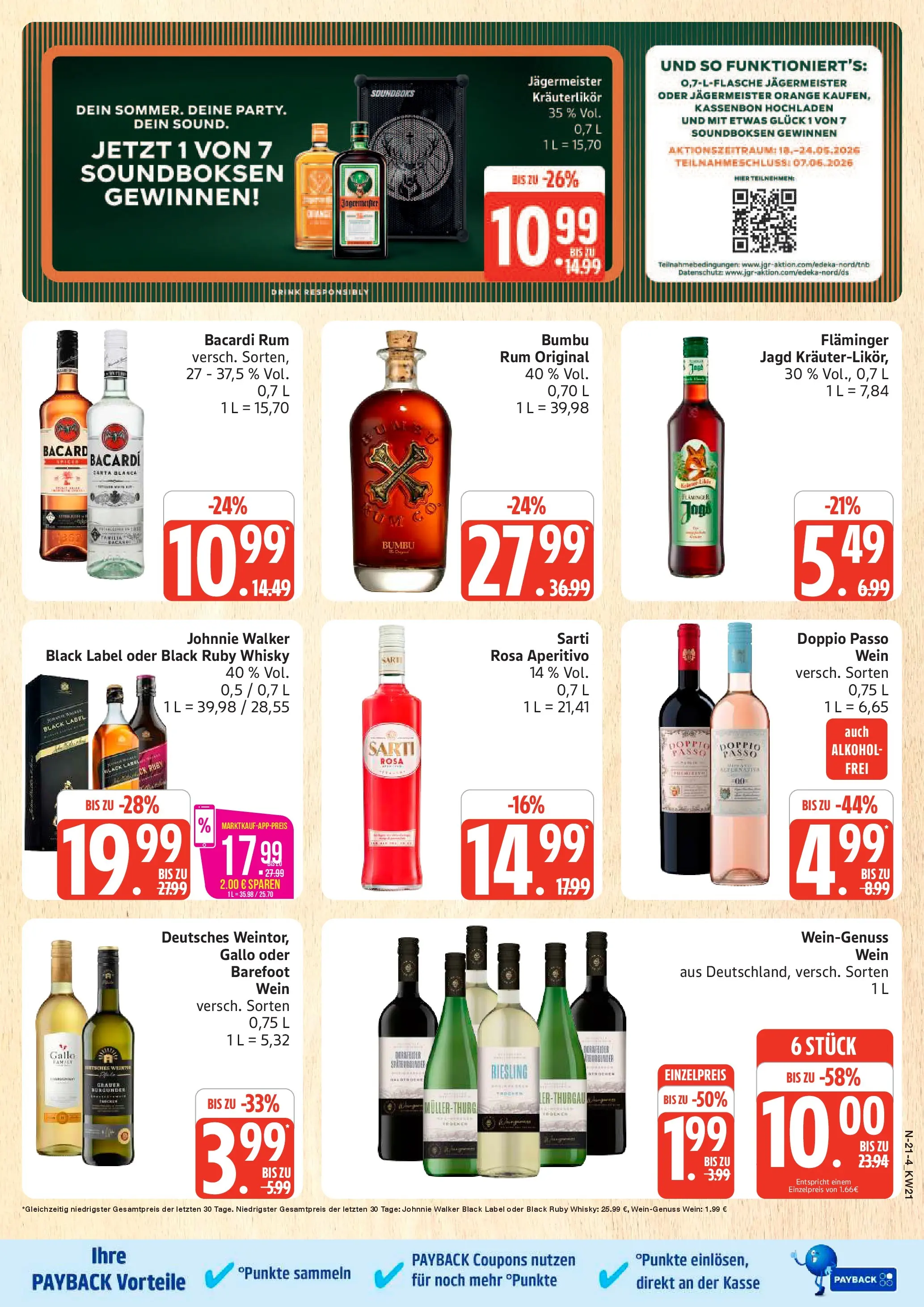 Marktkauf Prospekt Neuenkirchen (ab 17.05.2026) » Angebote online | Seite: 21 | Produkte: Bacardi, Whisky, Rum, Jägermeister