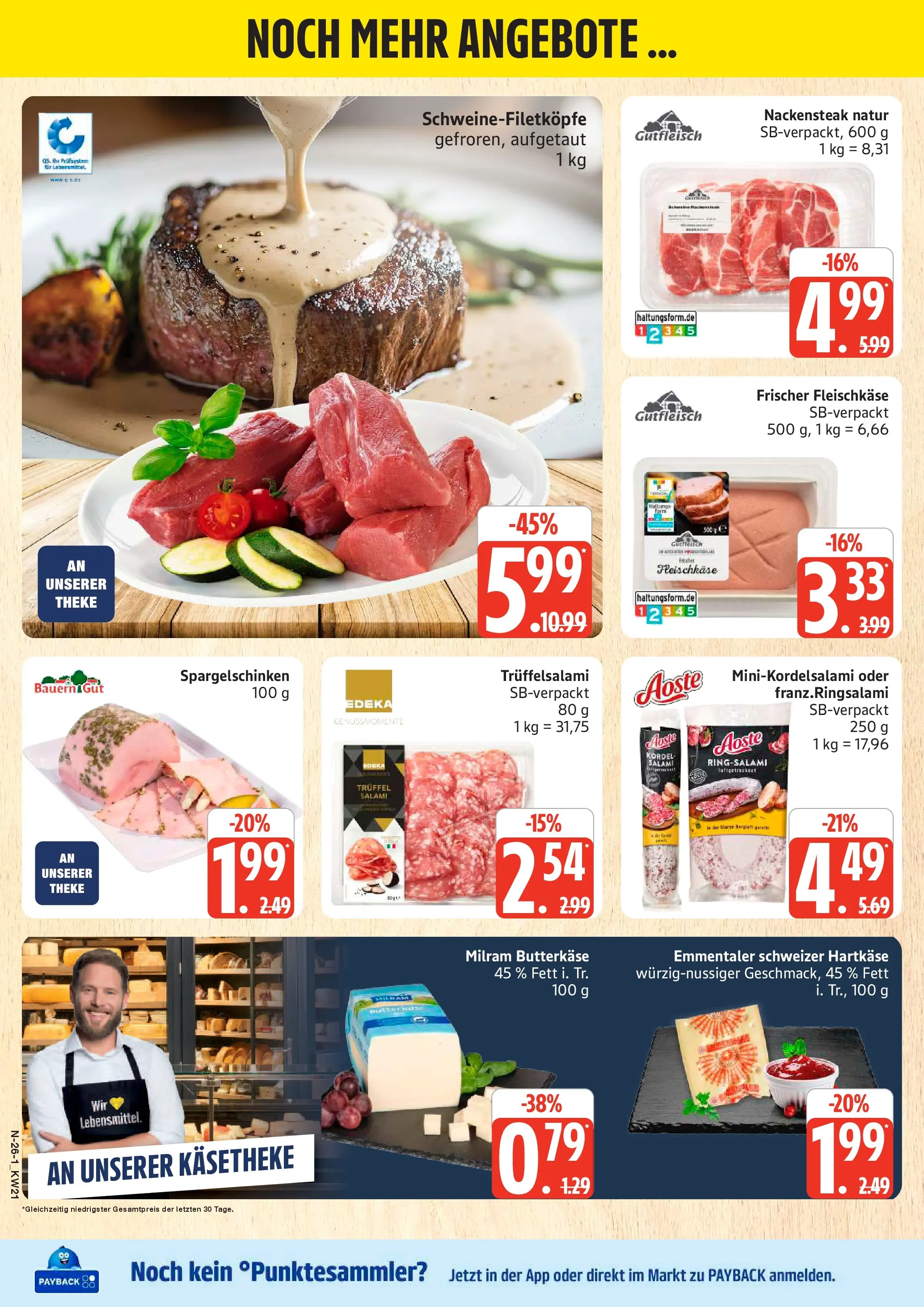 Edeka prospekt Schleswig	 (ab 17.05.2026) » Angebote Online | Seite: 26 | Produkte: Butter, Theke, Milram, Salami
