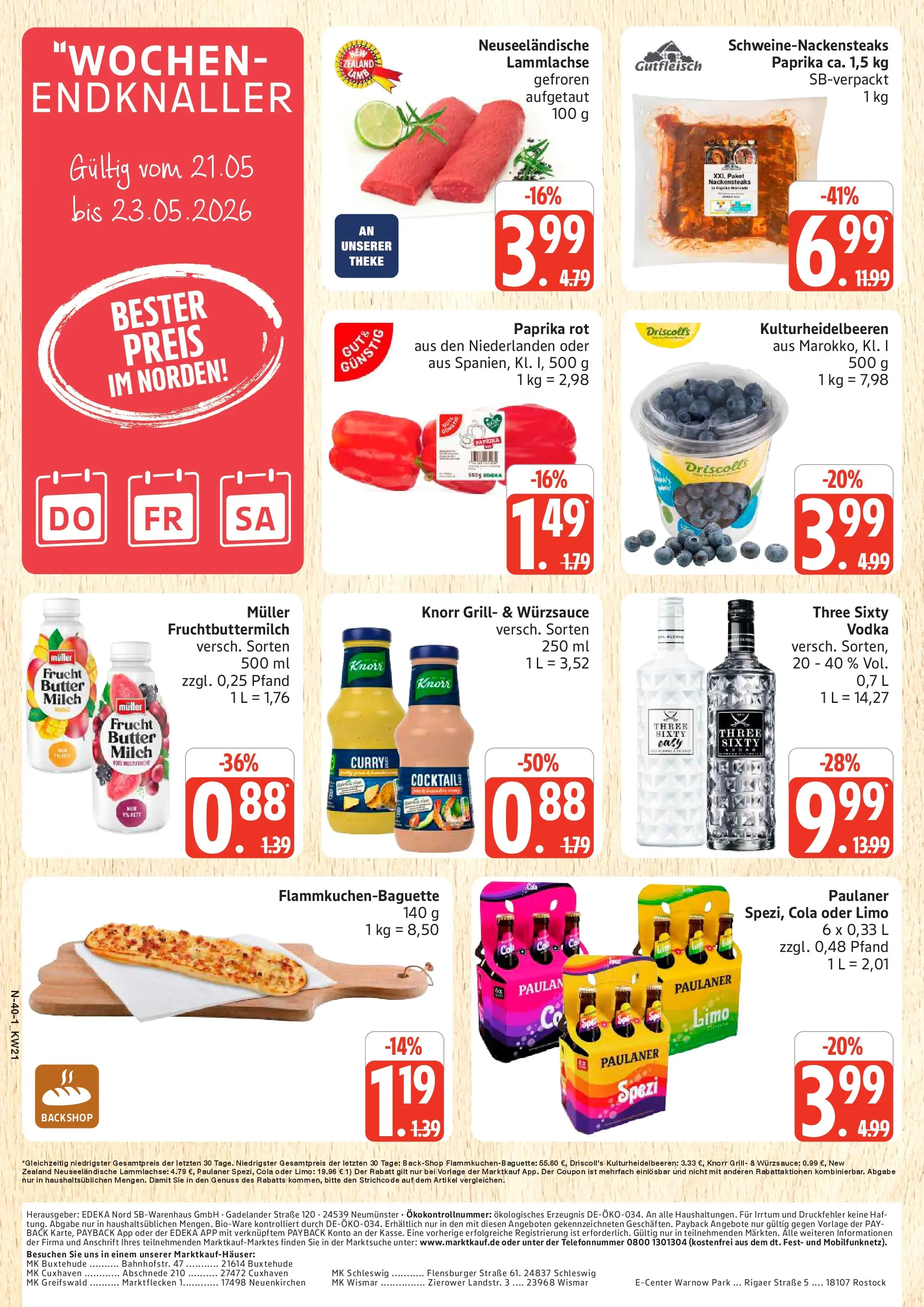 Edeka prospekt Schleswig	 (ab 17.05.2026) » Angebote Online | Seite: 40 | Produkte: Milch, Theke, Paprika rot, Paulaner
