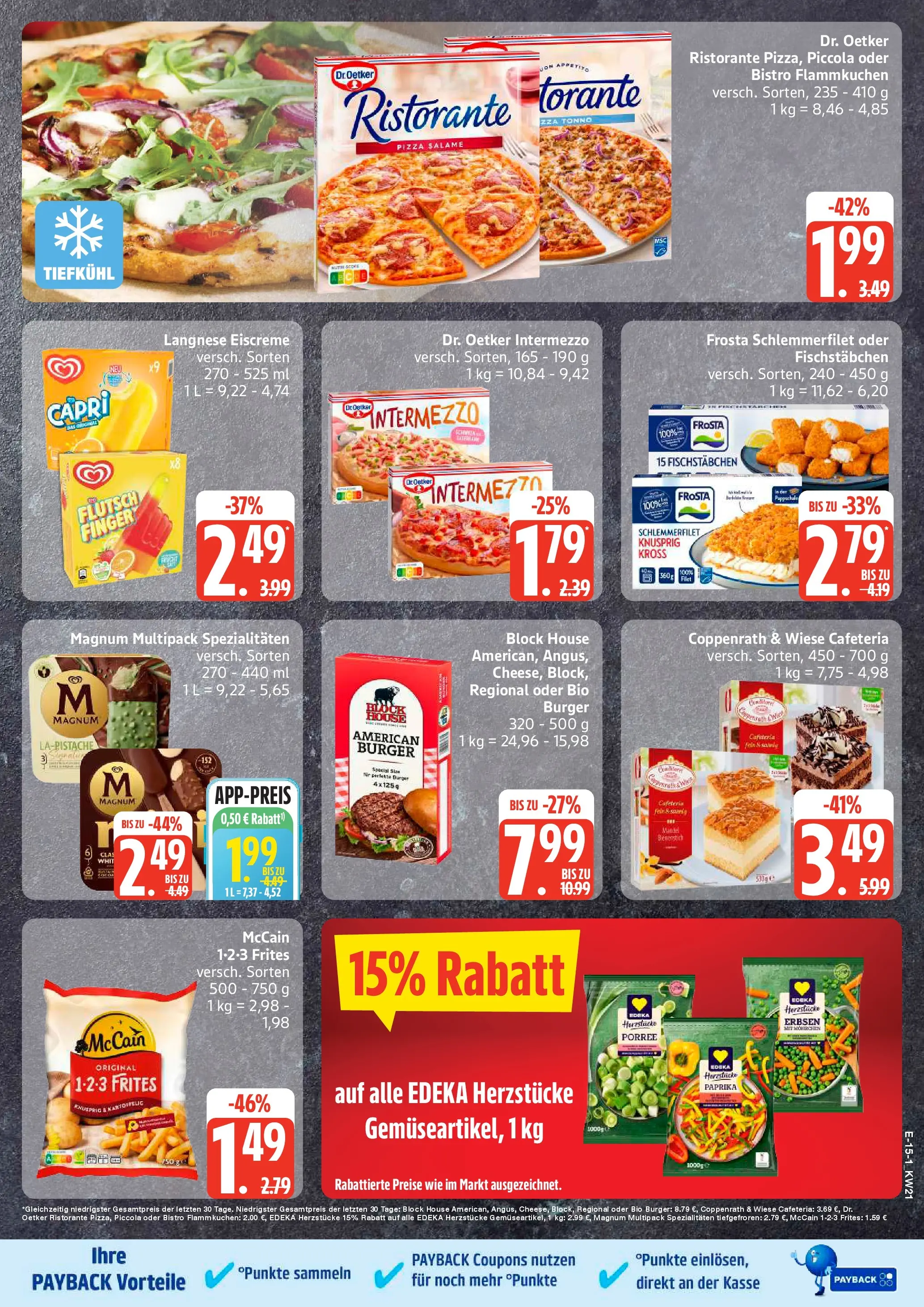 Edeka prospekt Bad Schwartau	 (ab 17.05.2026) » Angebote Online | Seite: 16 | Produkte: Burger, Eiscreme, Fischstabchen, Erbsen
