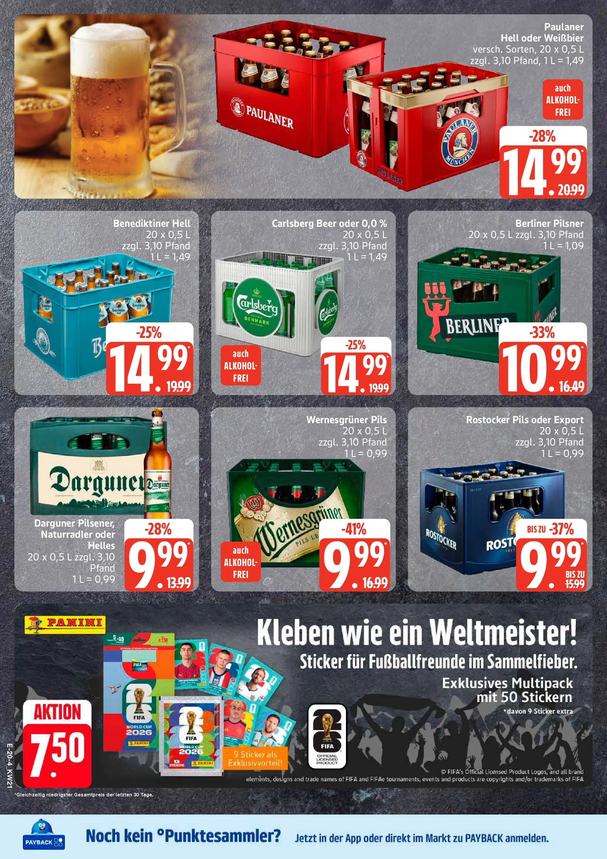 Edeka prospekt Rostock	 (ab 17.05.2026) » Angebote Online | Seite: 21 | Produkte: Berliner, Benediktiner hell, Paulaner, Berliner pilsner