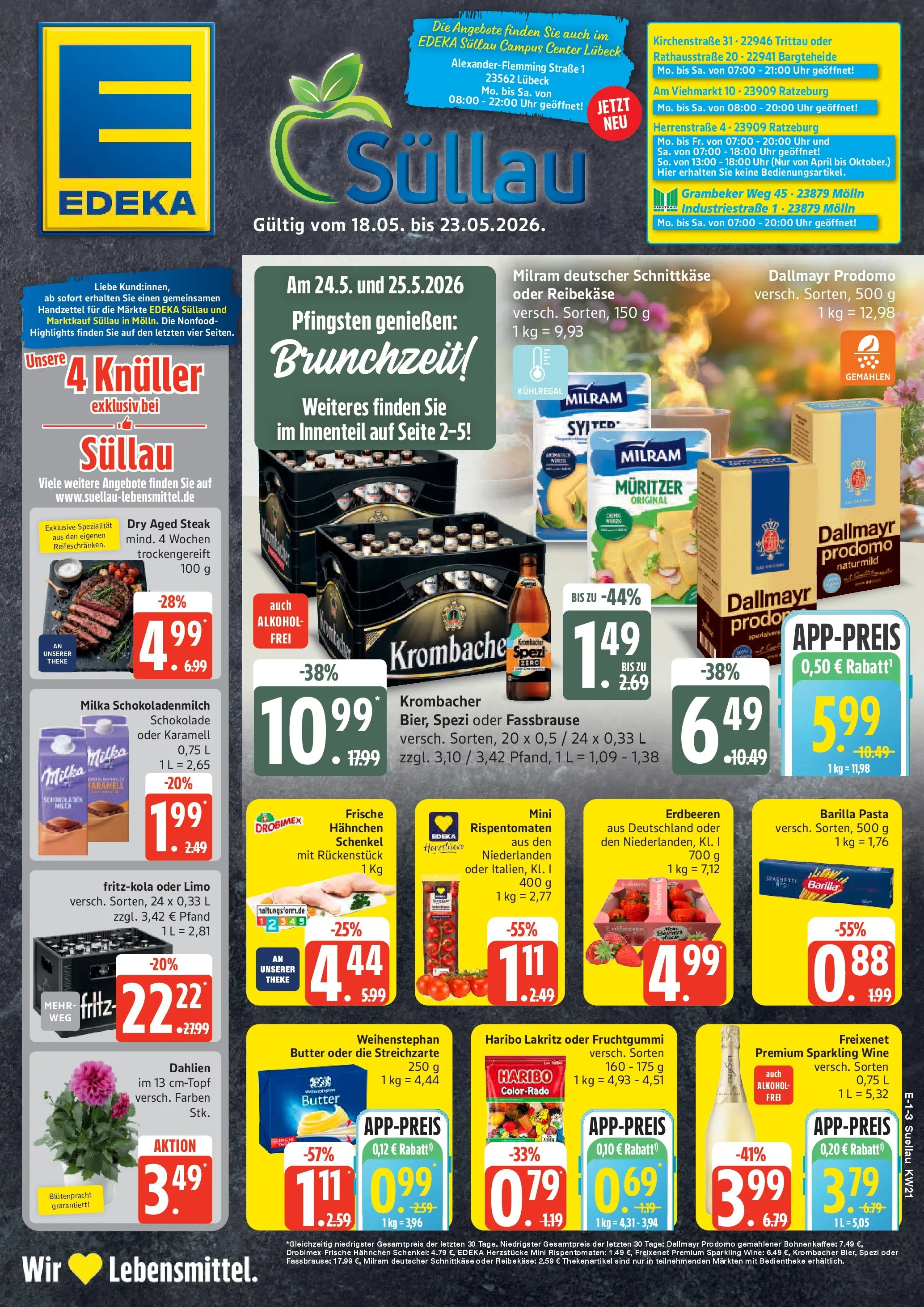 Edeka prospekt Ratzeburg	 (ab 17.05.2026) » Angebote Online | Seite: 1 | Produkte: Butter, Freixenet, Milka schokolade, Dallmayr prodomo