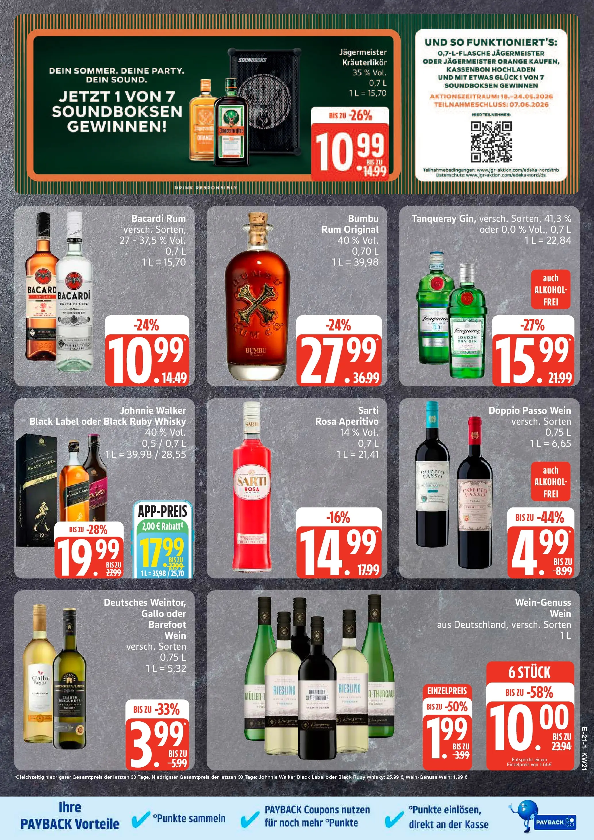 Edeka prospekt Bad Schwartau	 (ab 17.05.2026) » Angebote Online | Seite: 22 | Produkte: Rum, Jägermeister, Doppio Passo, Gin