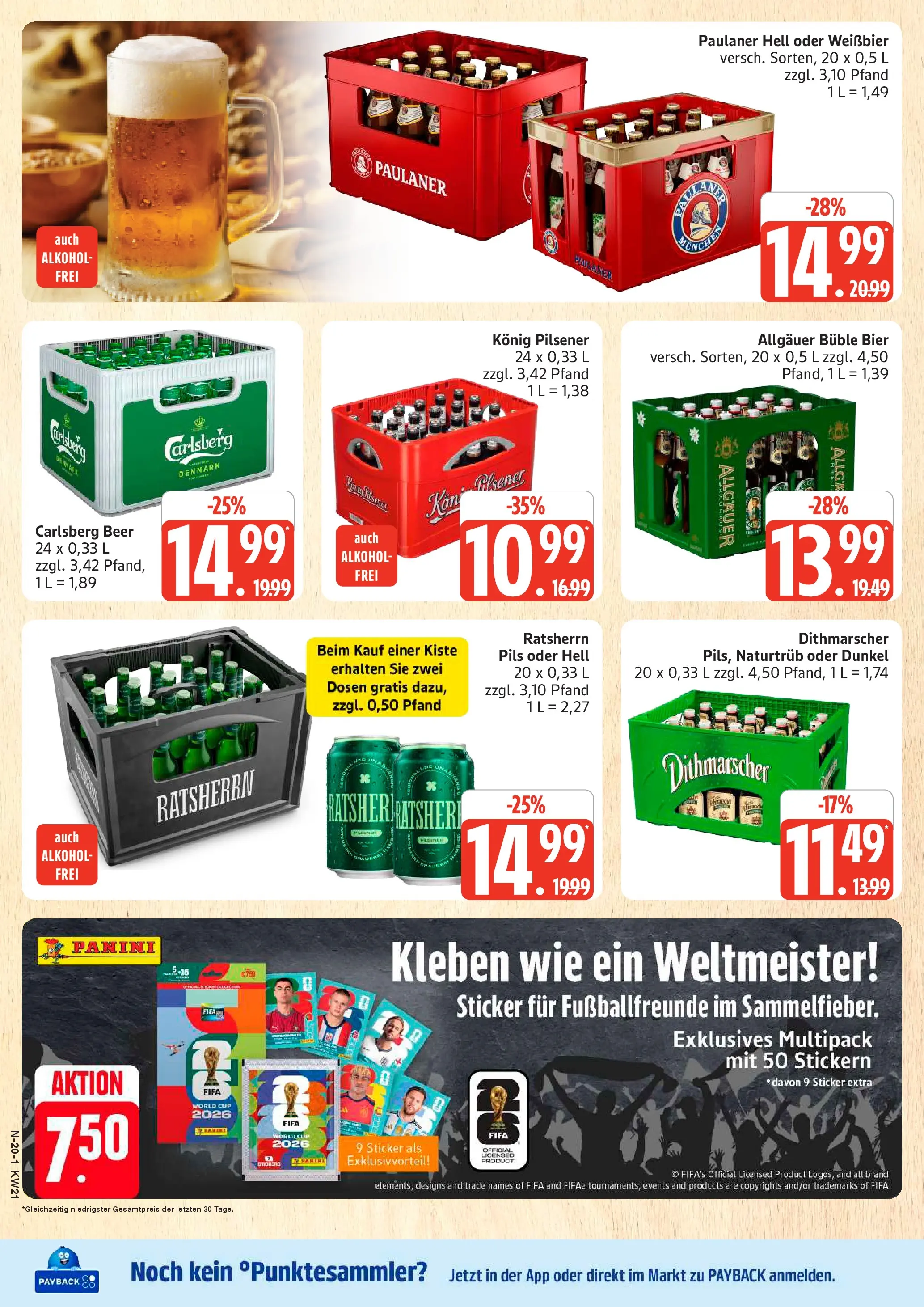 Edeka prospekt Schleswig	 (ab 17.05.2026) » Angebote Online | Seite: 20 | Produkte: Konig pilsener, Bier, Weißbier, Pils