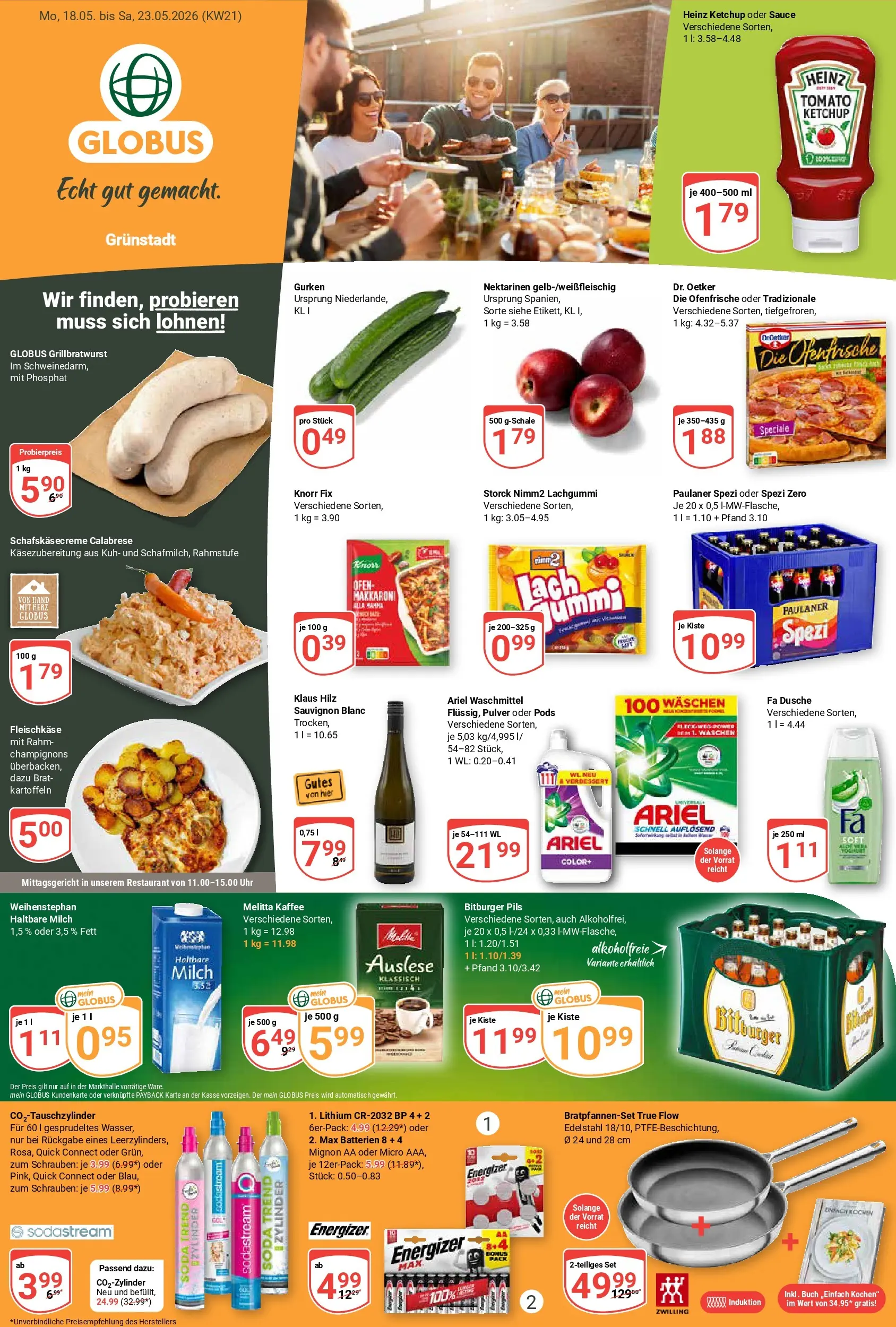 Globus Prospekt Grünstadt	 (ab 17.05.2026) » Angebote online | Seite: 1 | Produkte: Melitta kaffee, Haltbare milch, Pils, Sodastream