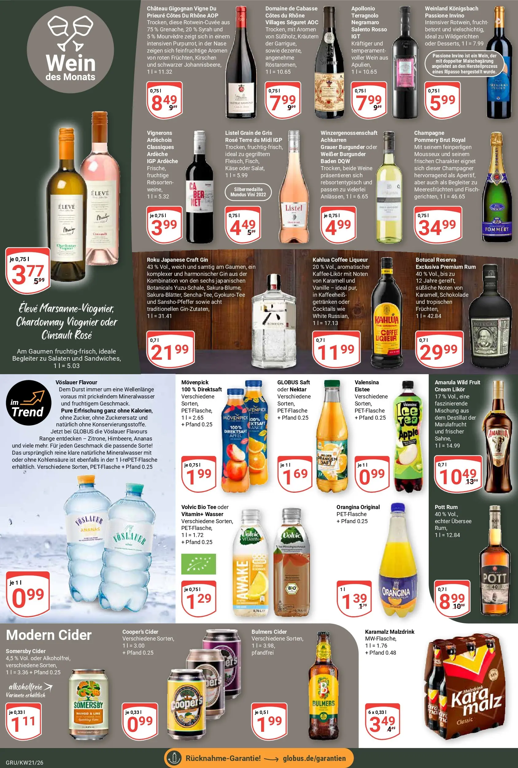 Globus Prospekt Grünstadt	 (ab 17.05.2026) » Angebote online | Seite: 15 | Produkte: Saft, Wein, Tee, Gin