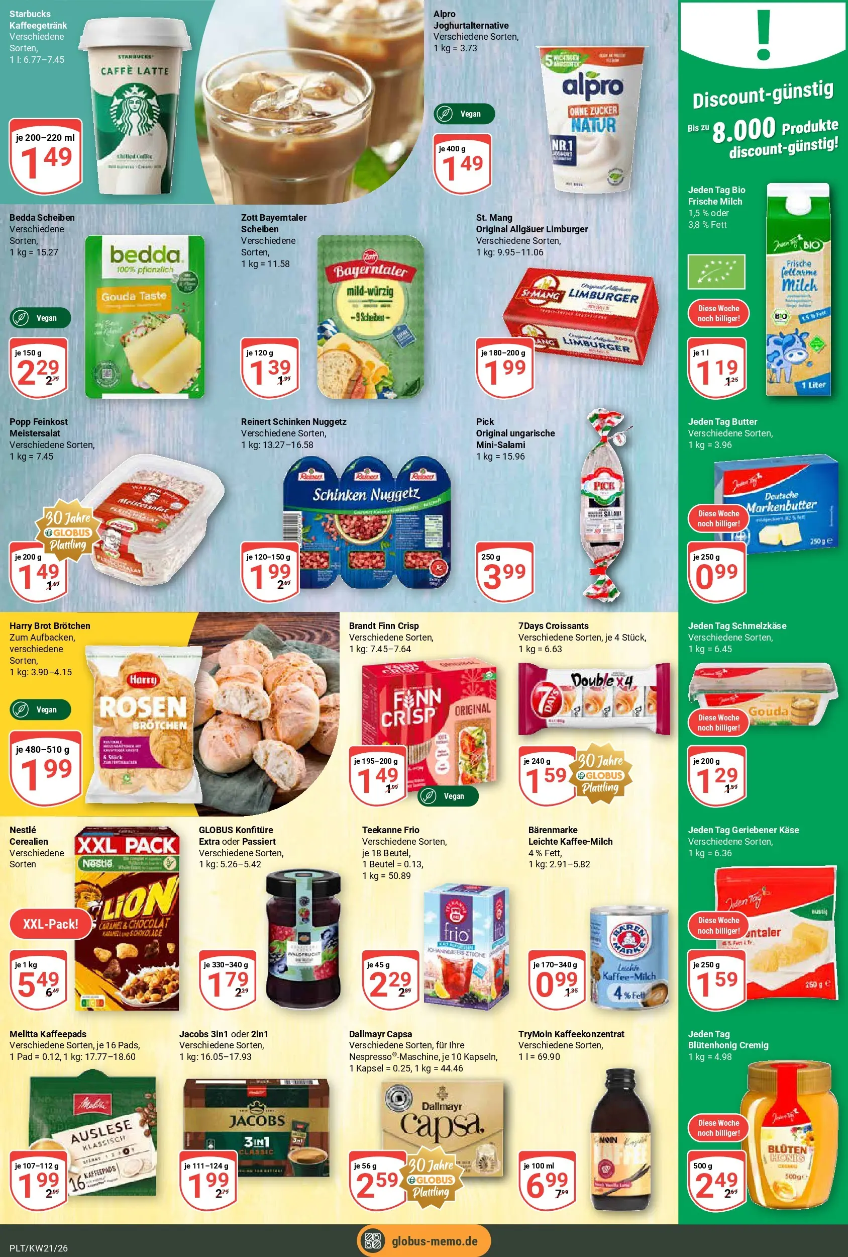 Globus Prospekt Plattling	 (ab 17.05.2026) » Angebote online | Seite: 16 | Produkte: Melitta, Dallmayr, Teekanne, Schinken