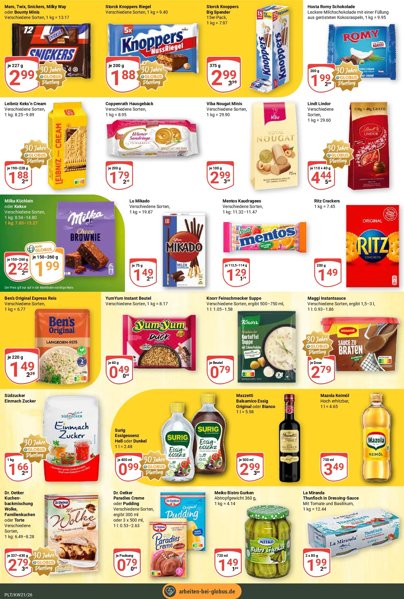 Globus Prospekt Plattling	 (ab 17.05.2026) » Angebote online | Seite: 18 | Produkte: Milch, Thunfisch, Snickers, Reis