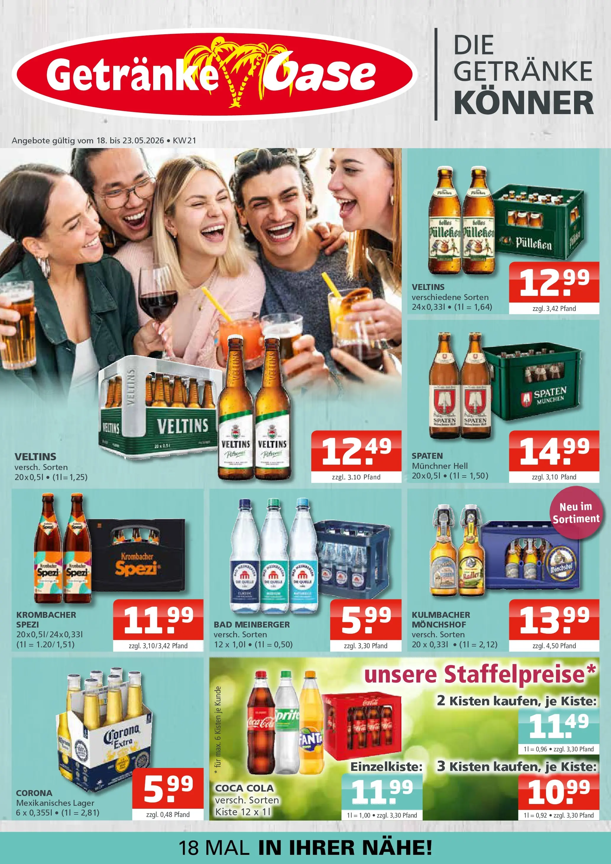 Angebote - Getränke Oase: Getränkeangebote (ab 17.05.2026) zum Blättern | Seite: 1 | Produkte: Monchshof, Coca cola, Cola, Bad