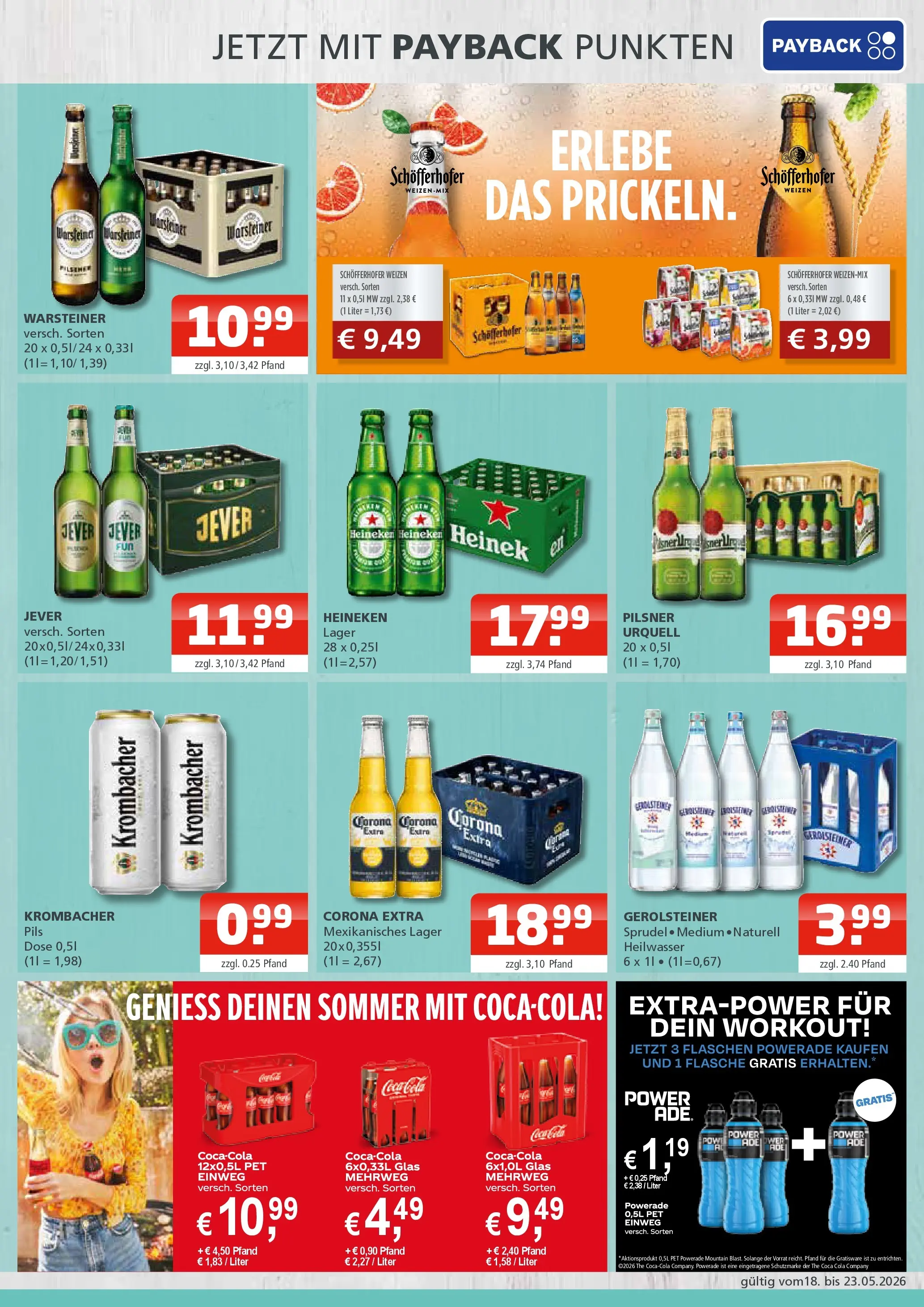 Angebote - Getränke Oase: Getränkeangebote (ab 17.05.2026) zum Blättern | Seite: 3 | Produkte: Cola, Heineken, Warsteiner, Krombacher