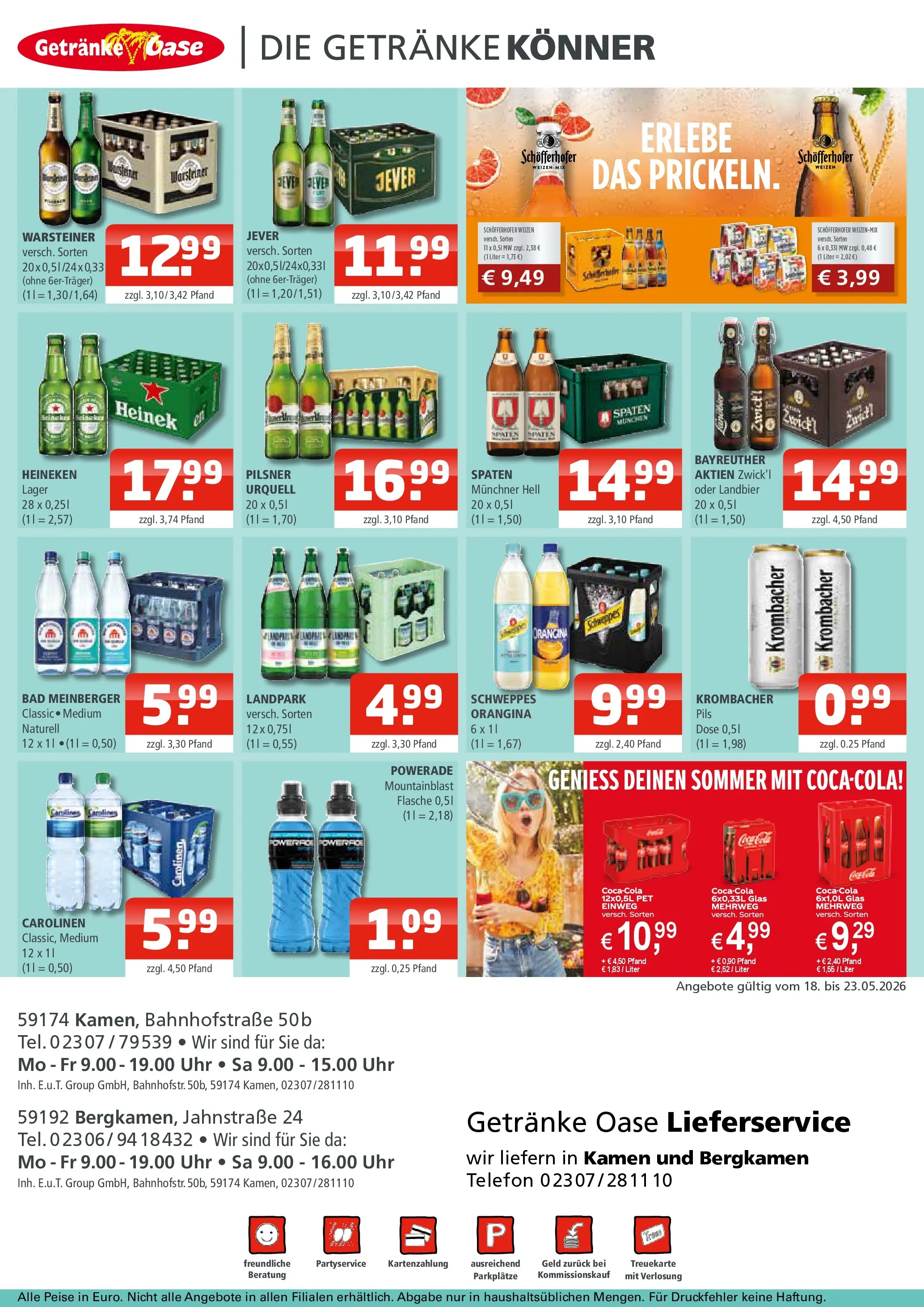 Angebote - Getränke Oase: Getränkeangebote (ab 17.05.2026) zum Blättern | Seite: 2 | Produkte: Bad, Pils, Krombacher, Uhr