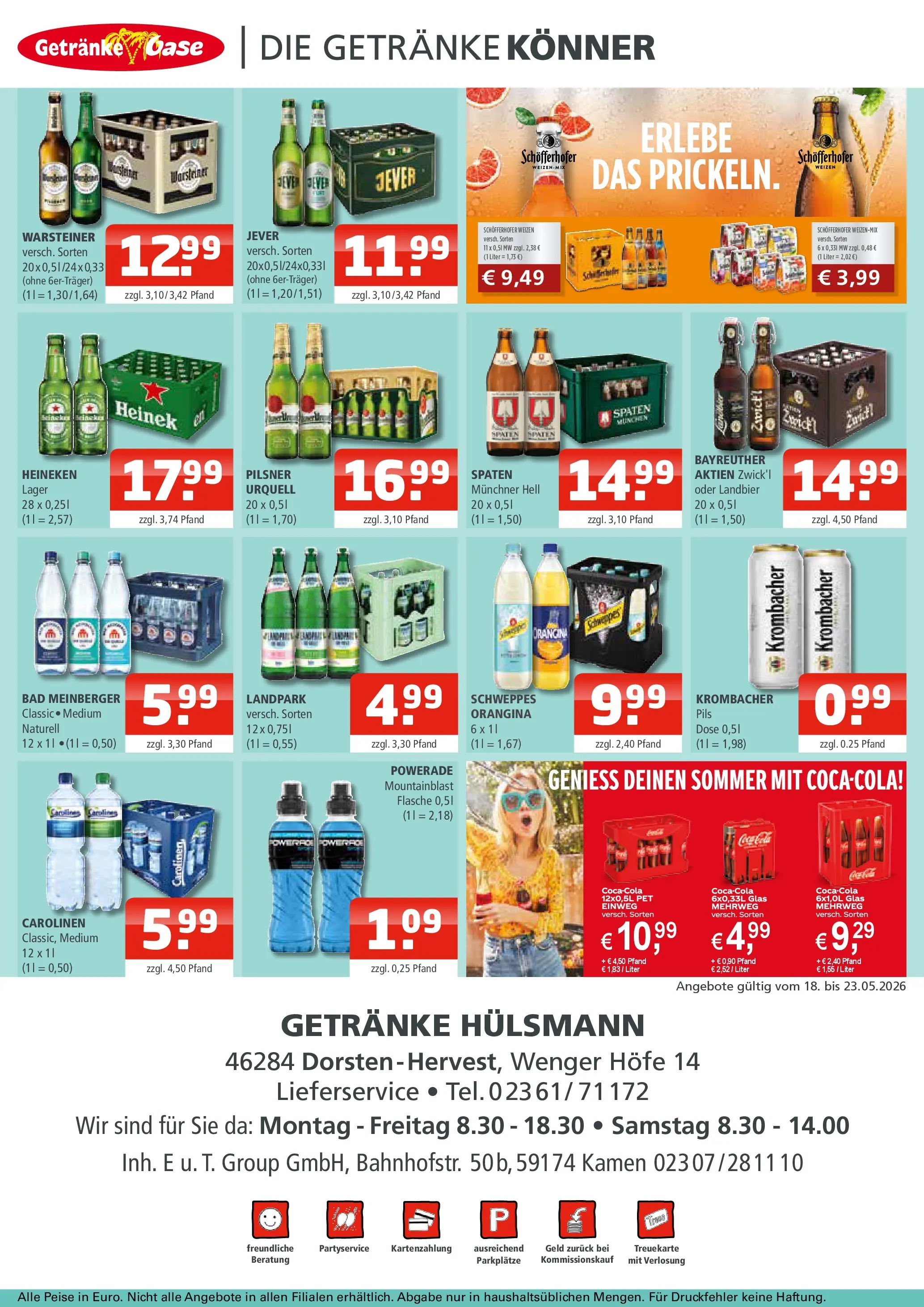 Angebote - Getränke Oase: Getränkeangebote (ab 17.05.2026) zum Blättern | Seite: 2 | Produkte: Heineken, Warsteiner, Jever, Krombacher