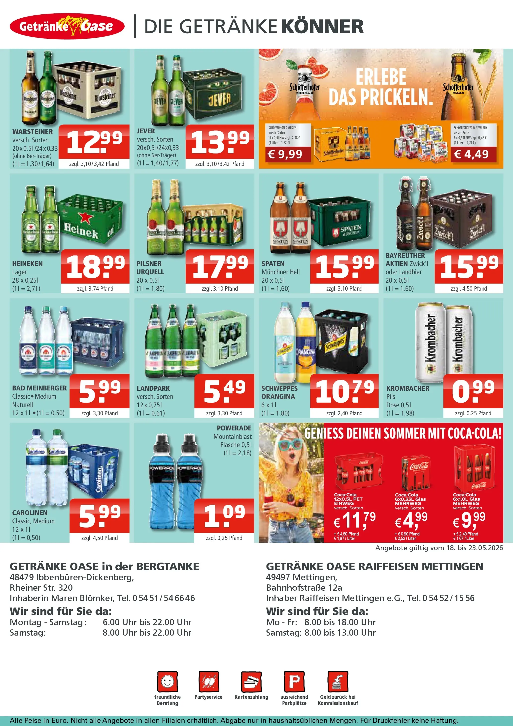 Angebote - Getränke Oase: Getränkeangebote (ab 17.05.2026) zum Blättern | Seite: 2 | Produkte: Bad, Pils, Powerade, Jever