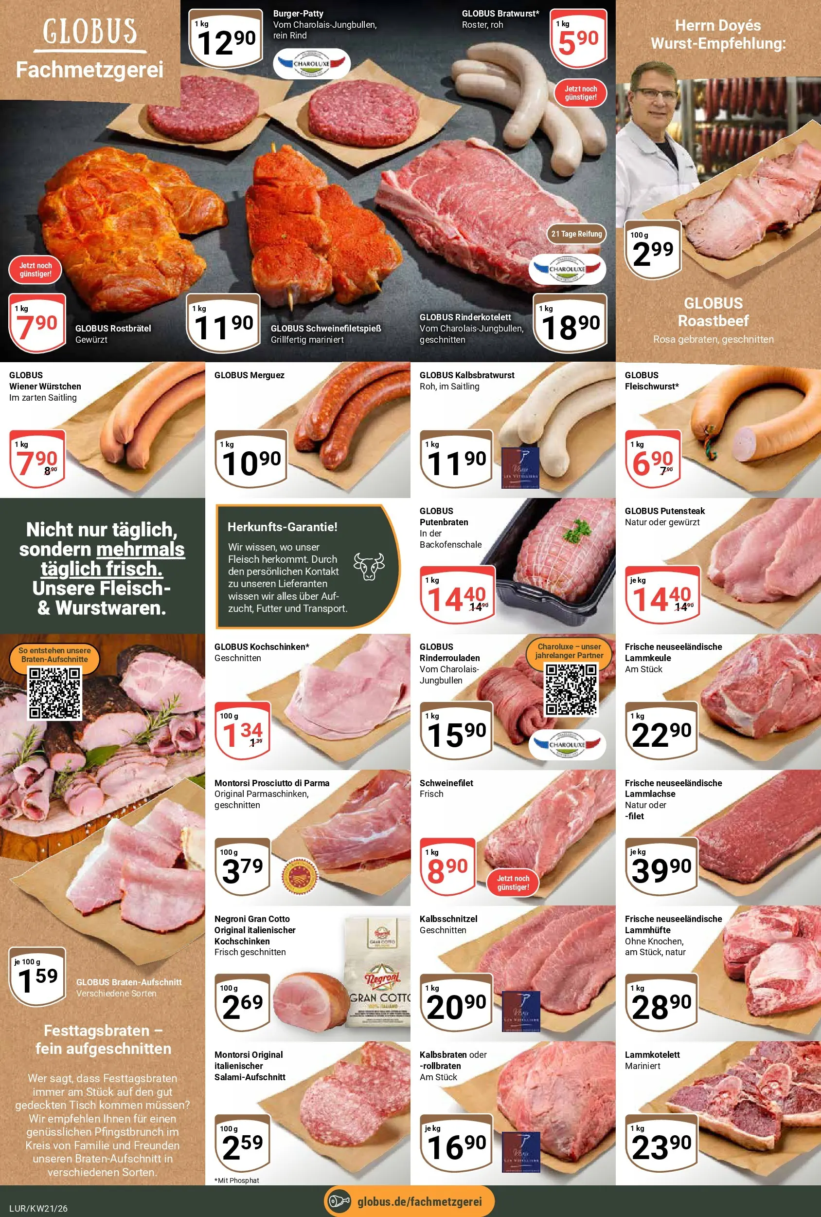 Globus Prospekt Hamburg	 (ab 18.05.2026) » Angebote online | Seite: 8 | Produkte: Rinderrouladen, Lammkeule, Schweinefilet, Fleisch