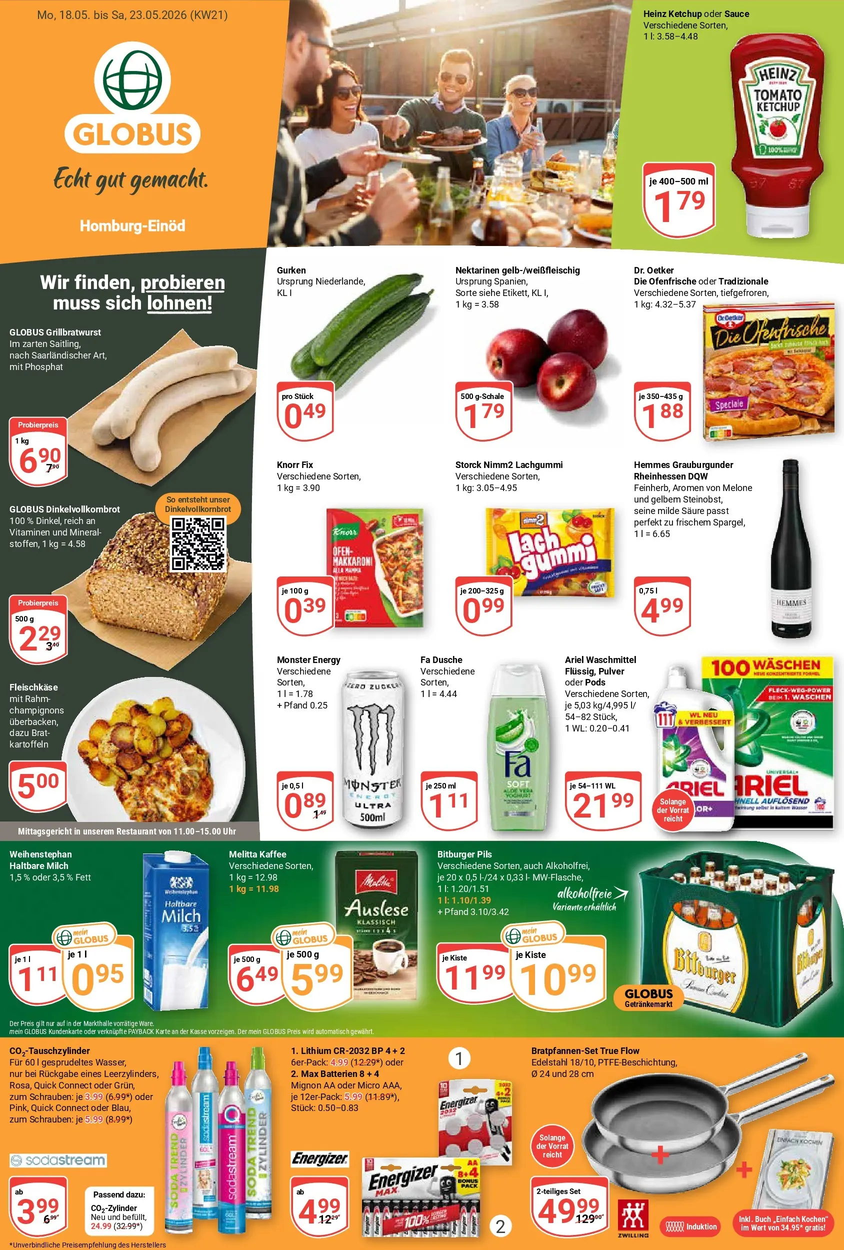 Globus Prospekt Homburg-Einöd	 (ab 17.05.2026) » Angebote online | Seite: 1 | Produkte: Energy, Heinz ketchup, Melone, Ketchup