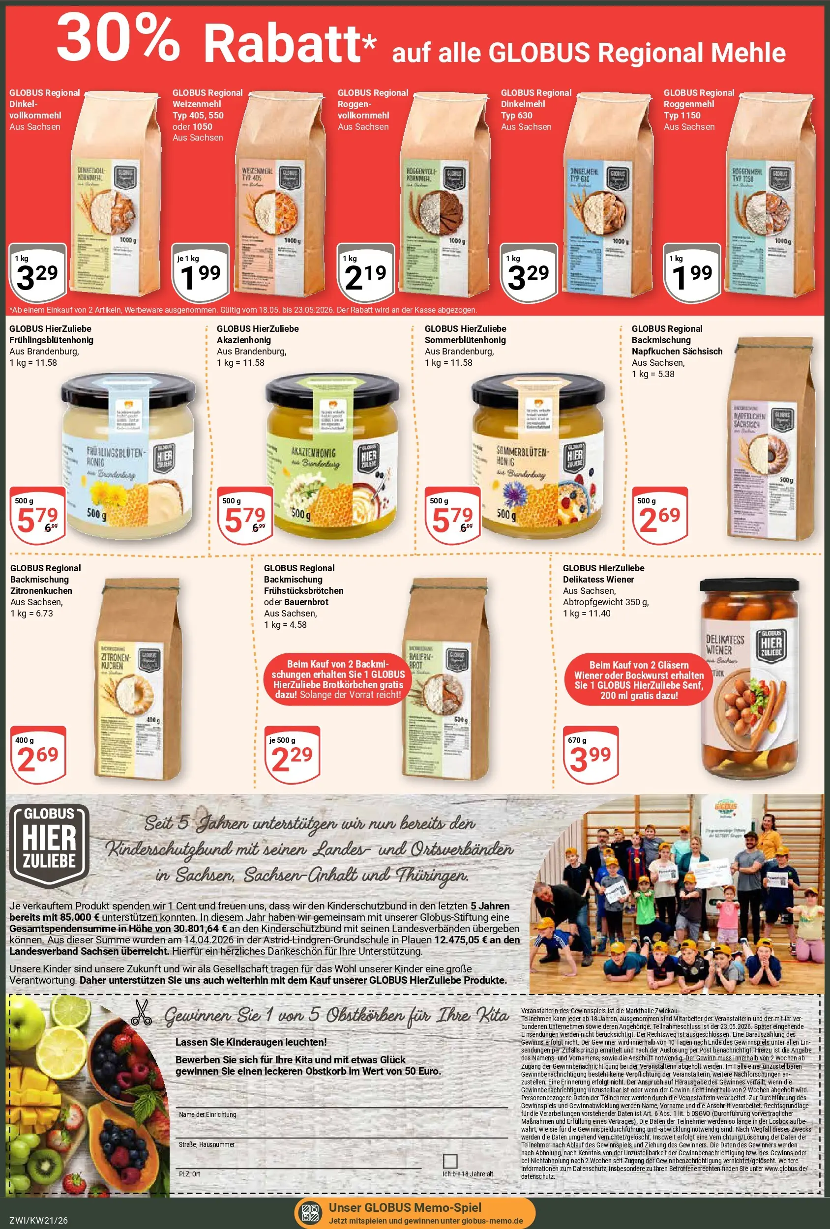Globus Prospekt Zwickau	 (ab 17.05.2026) » Angebote online | Seite: 2 | Produkte: Bockwurst, Weizenmehl, Brot, Zitronen