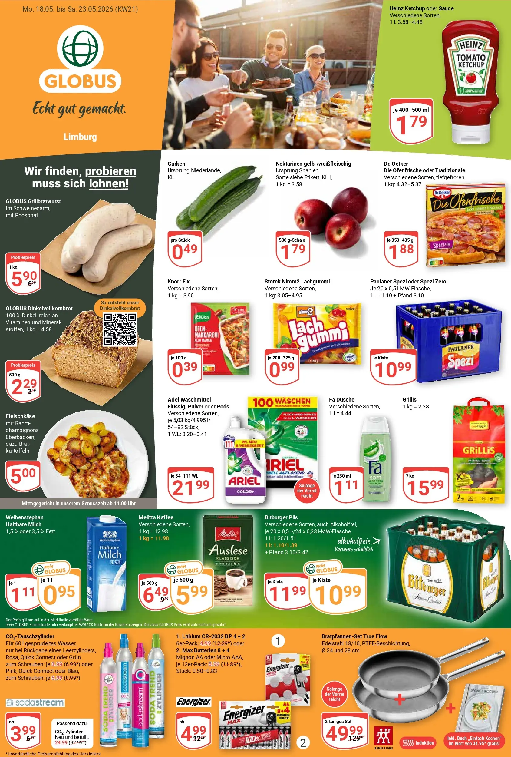 Globus Prospekt Limburg	 (ab 17.05.2026) » Angebote online | Seite: 1 | Produkte: Milch, Knorr, Kartoffeln, Gurken