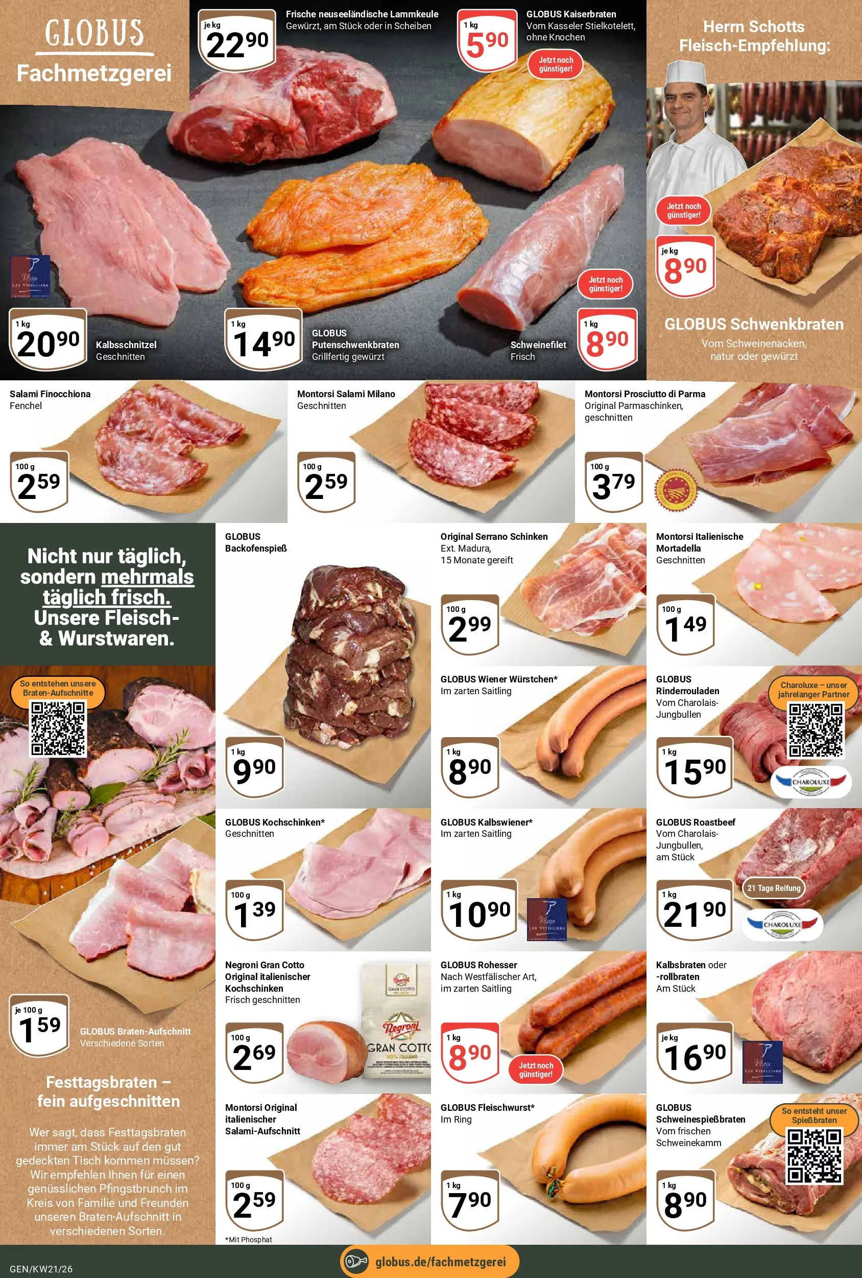 Globus Prospekt Gensingen	 (ab 17.05.2026) » Angebote online | Seite: 8 | Produkte: Lammkeule, Schweinefilet, Serrano schinken, Fleisch