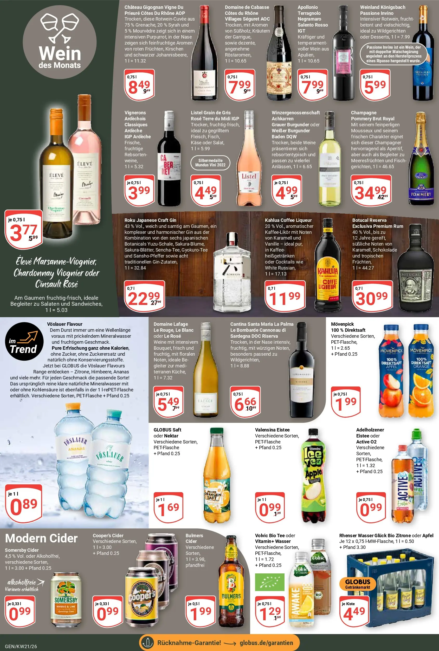 Globus Prospekt Gensingen	 (ab 17.05.2026) » Angebote online | Seite: 20 | Produkte: Schokolade, Mineralwasser, Wein, Gin