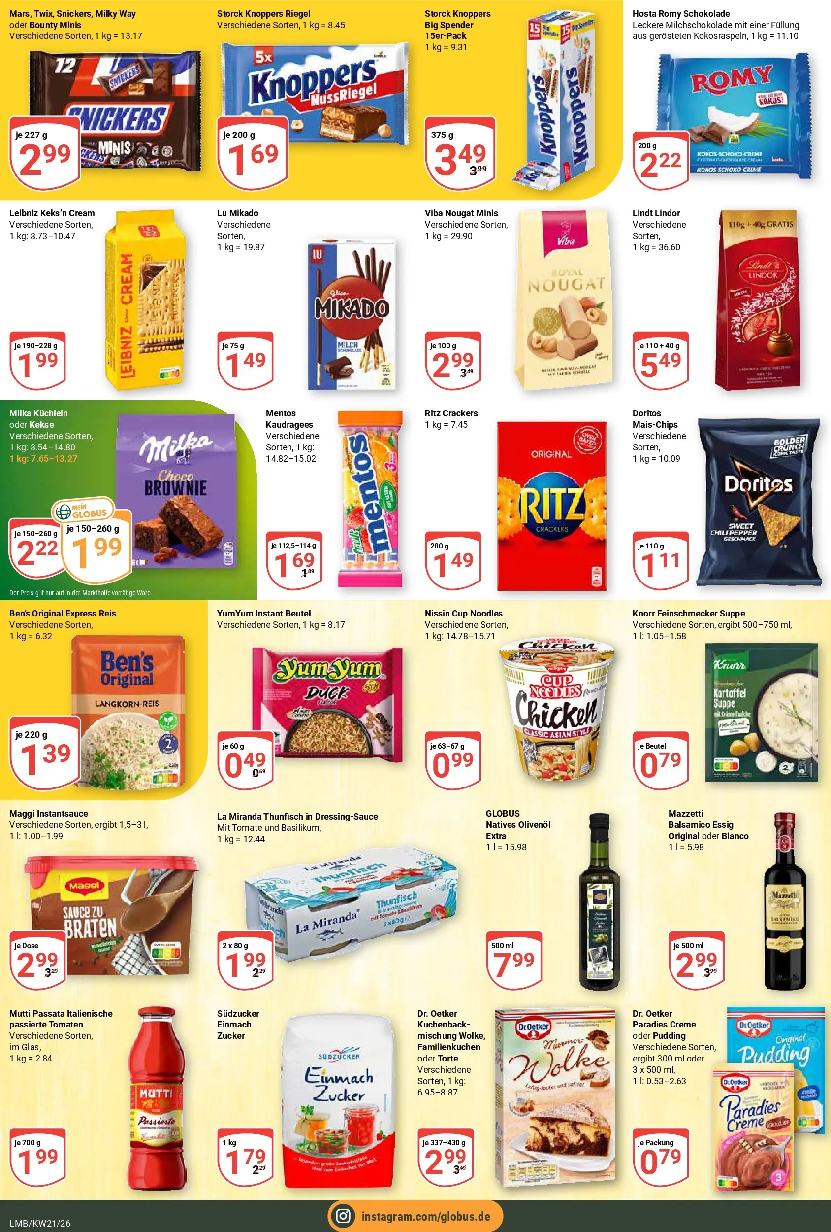 Globus Prospekt Limburg	 (ab 17.05.2026) » Angebote online | Seite: 16 | Produkte: Balsamico, Olivenol, Knorr, Milka