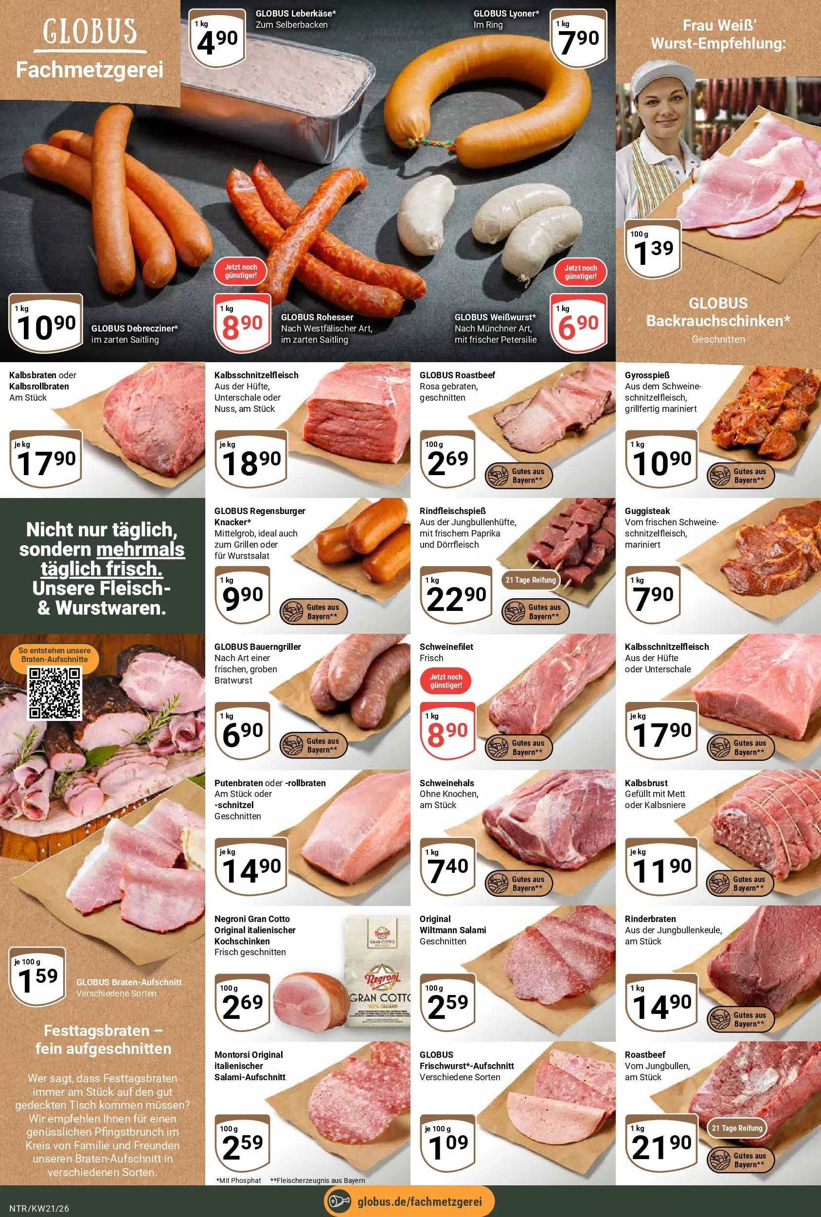 Globus Prospekt Neutraubling	 (ab 17.05.2026) » Angebote online | Seite: 6 | Produkte: Tisch, Bratwurst, Roastbeef, Salami