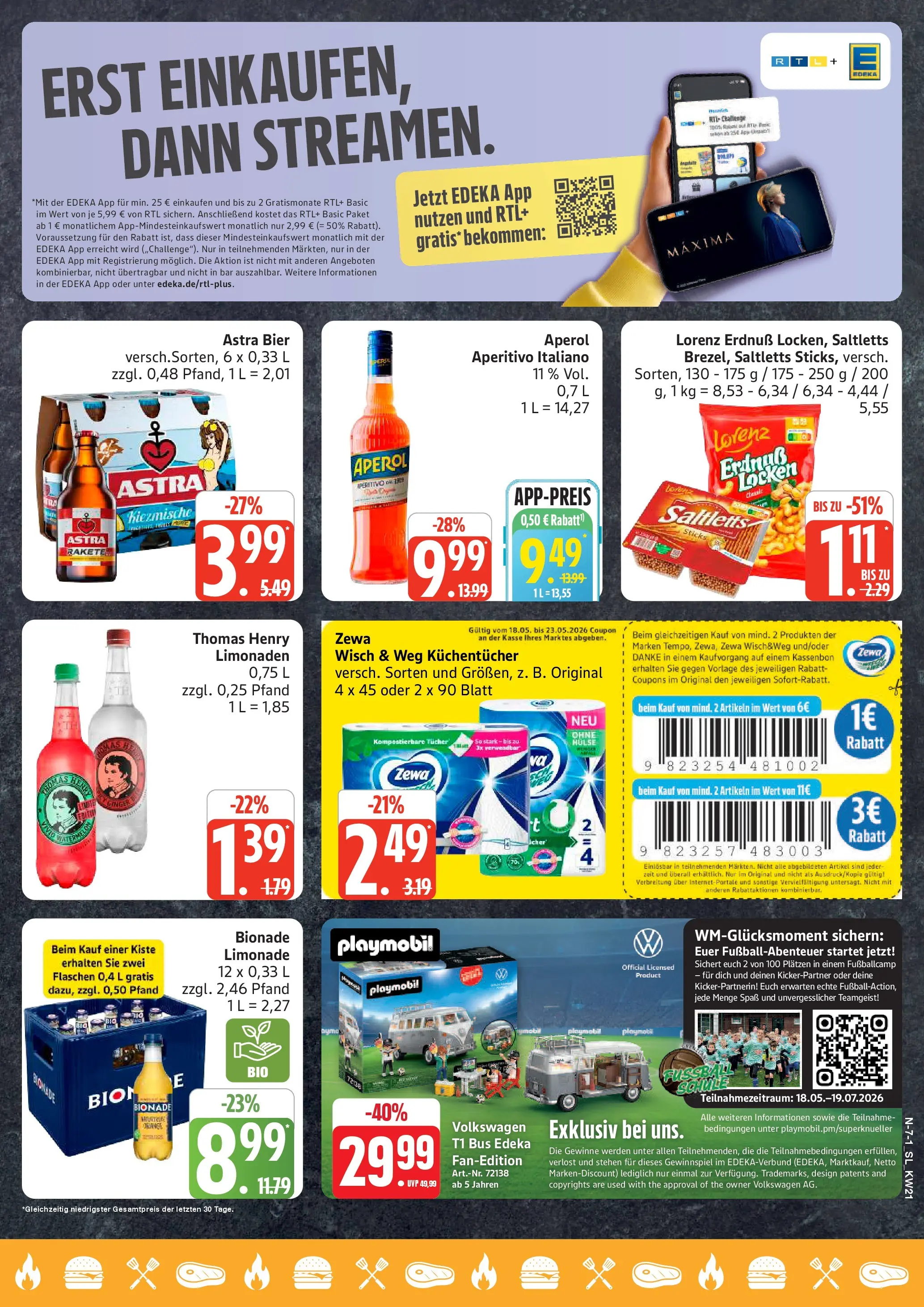 Edeka prospekt Schleswig	 (ab 17.05.2026) » Angebote Online | Seite: 7 | Produkte: Bier, Zewa, Bionade, Fußball