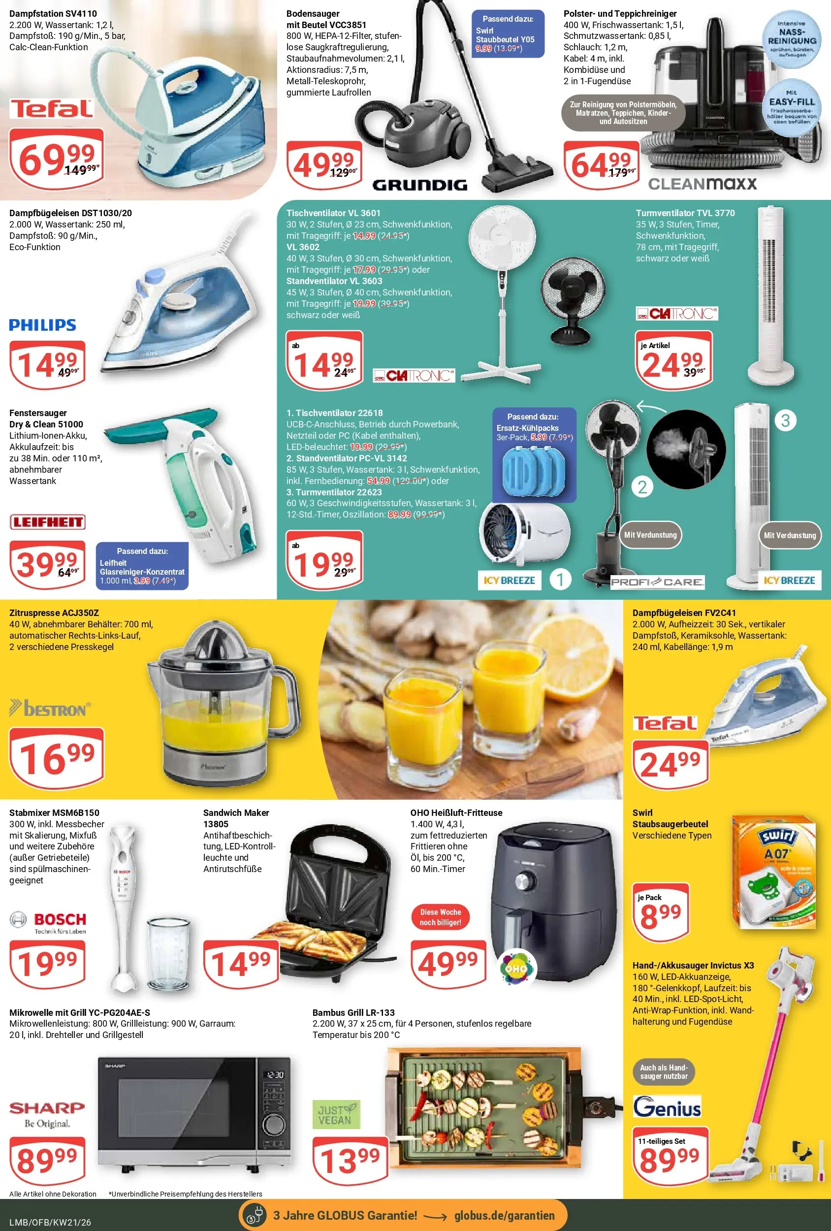 Globus Prospekt Limburg	 (ab 17.05.2026) » Angebote online | Seite: 27 | Produkte: Kabel, Turmventilator, Stabmixer, Heißluftfritteuse