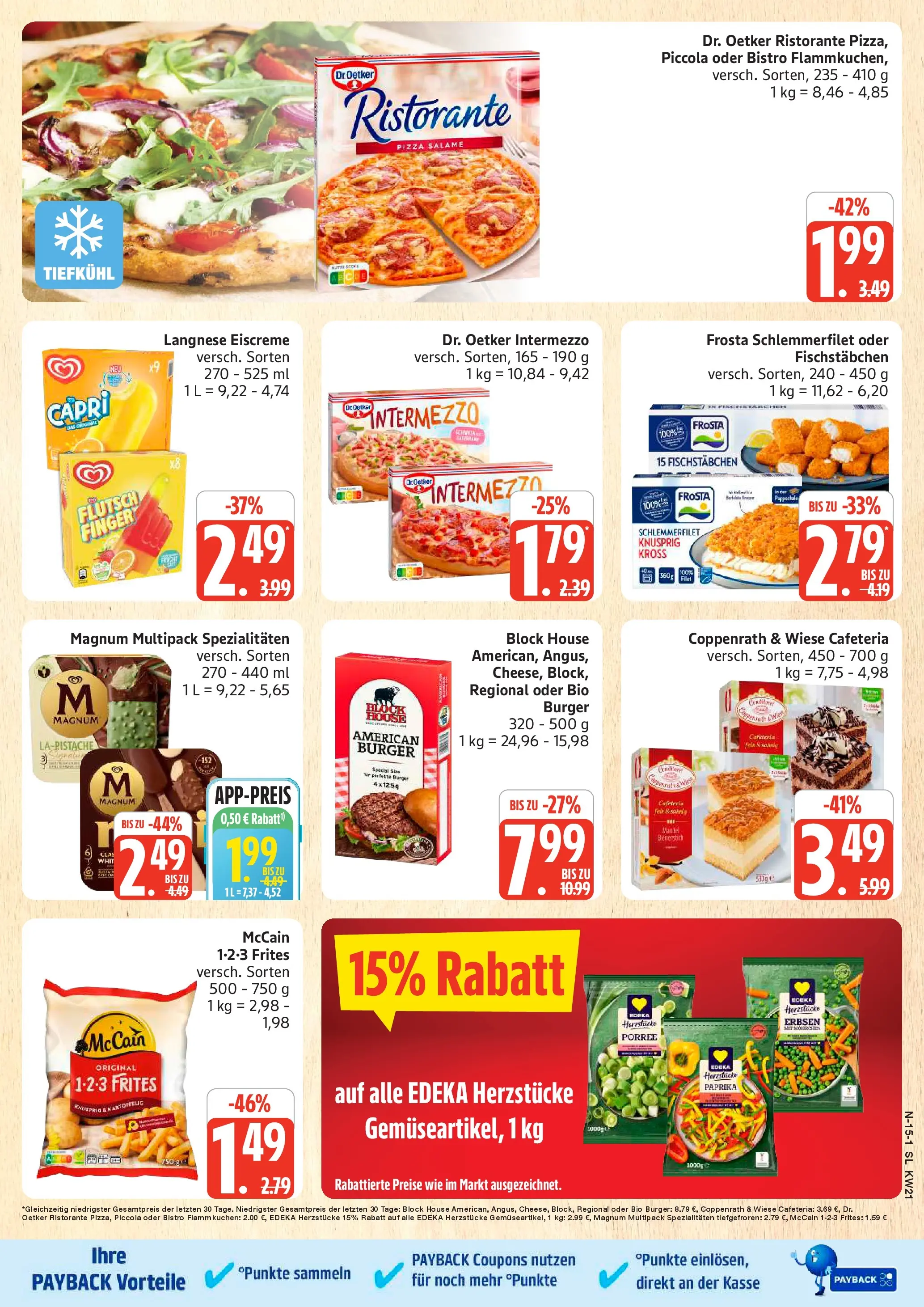 Edeka prospekt Schleswig	 (ab 17.05.2026) » Angebote Online | Seite: 15 | Produkte: Ristorante, Eiscreme, McCain 123 Frites, Paprika